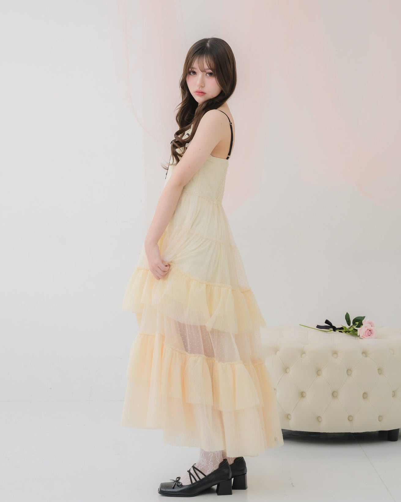 【 予約商品 】dot tulle tiered dress