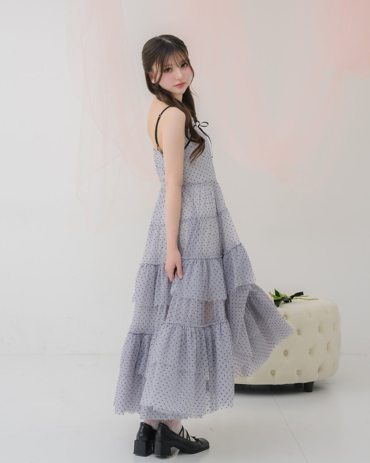 dot tulle tiered dress