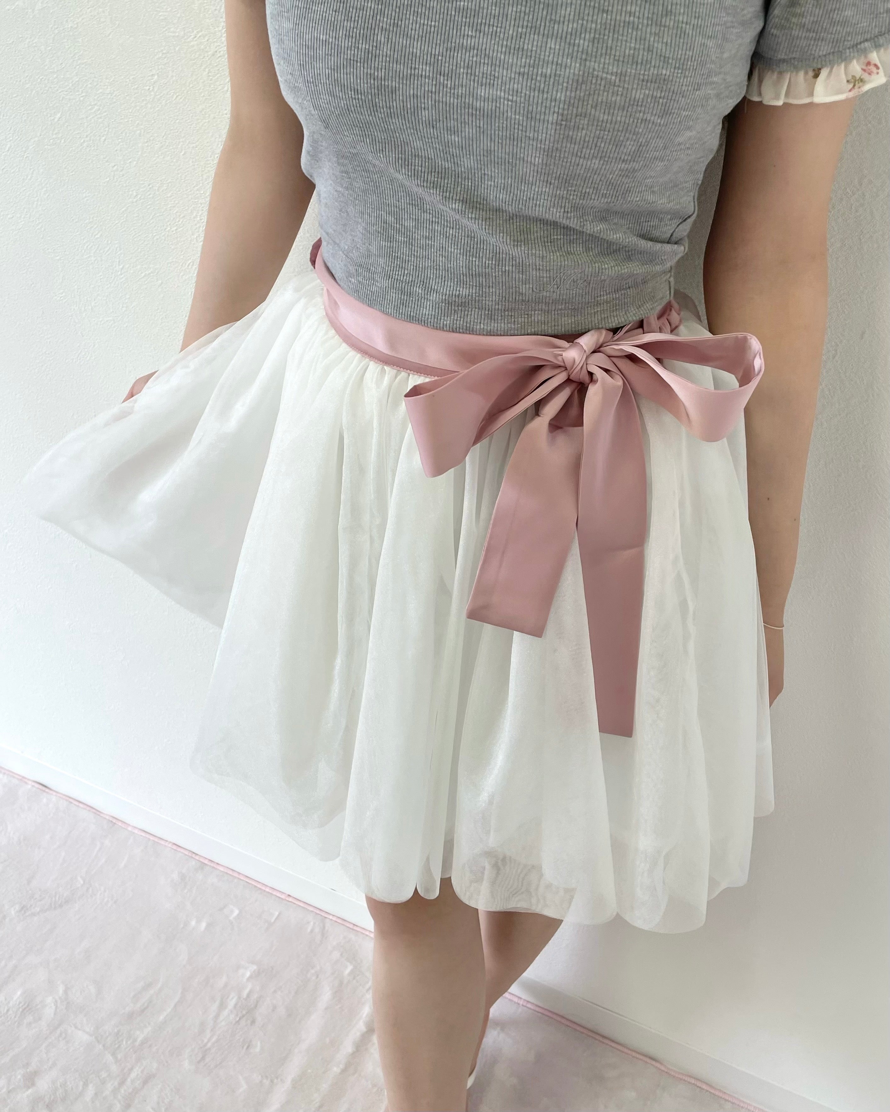 rose motif tulle skirt