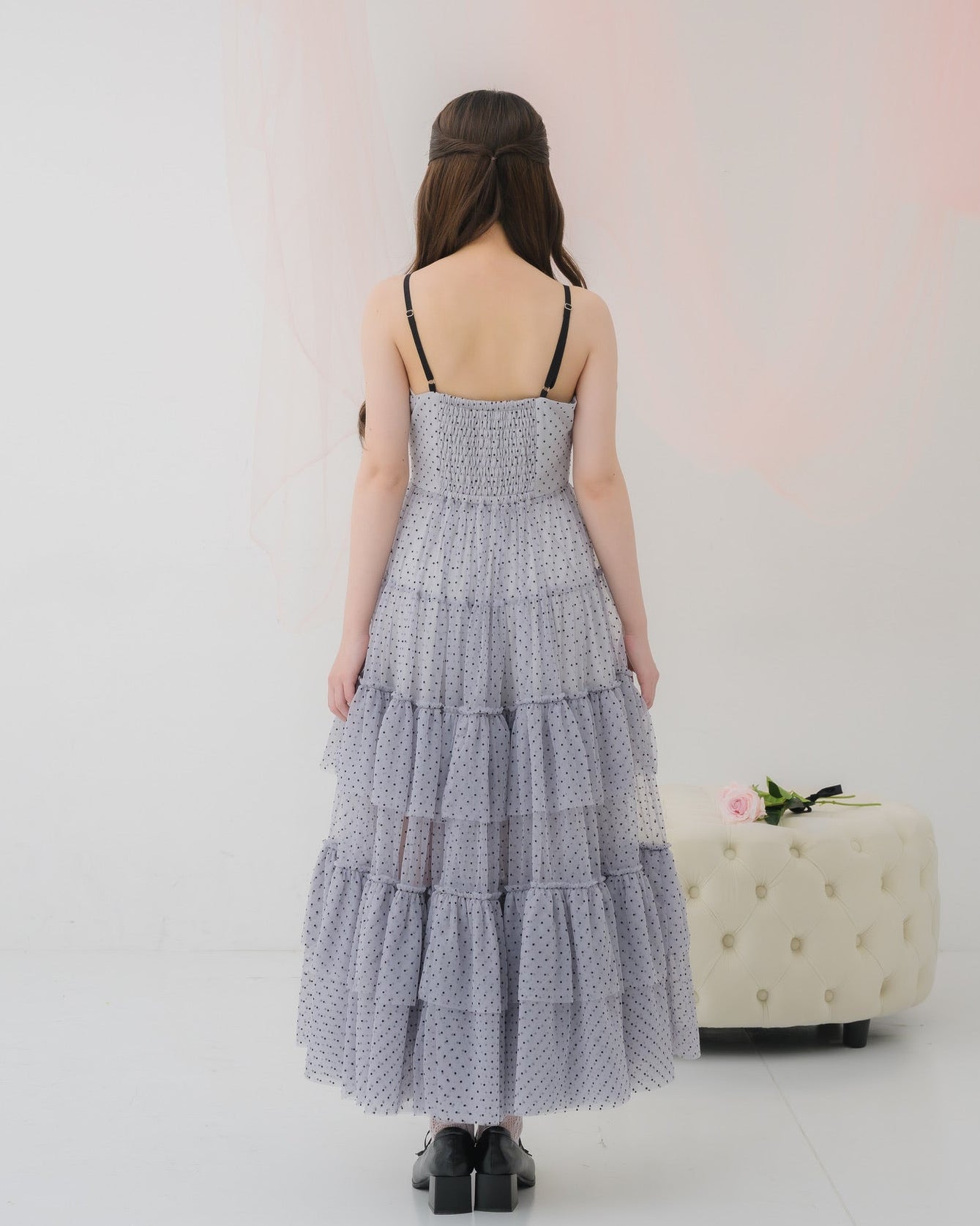 dot tulle tiered dress