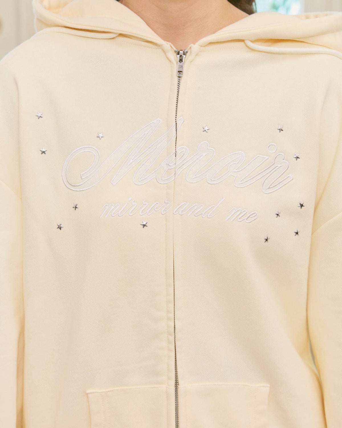lace logo zipup hoodie