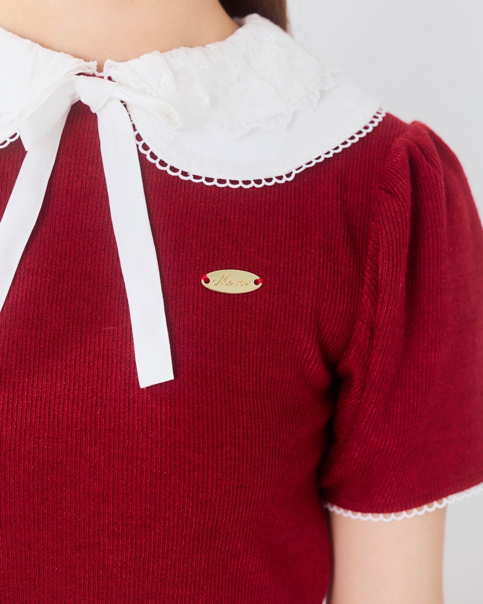 marine round collar knit tops