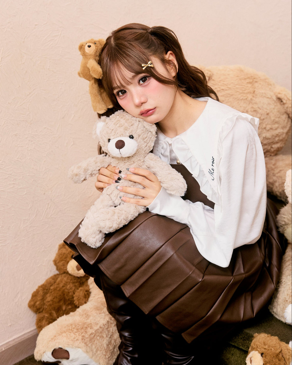 leather pleats mini onepiece