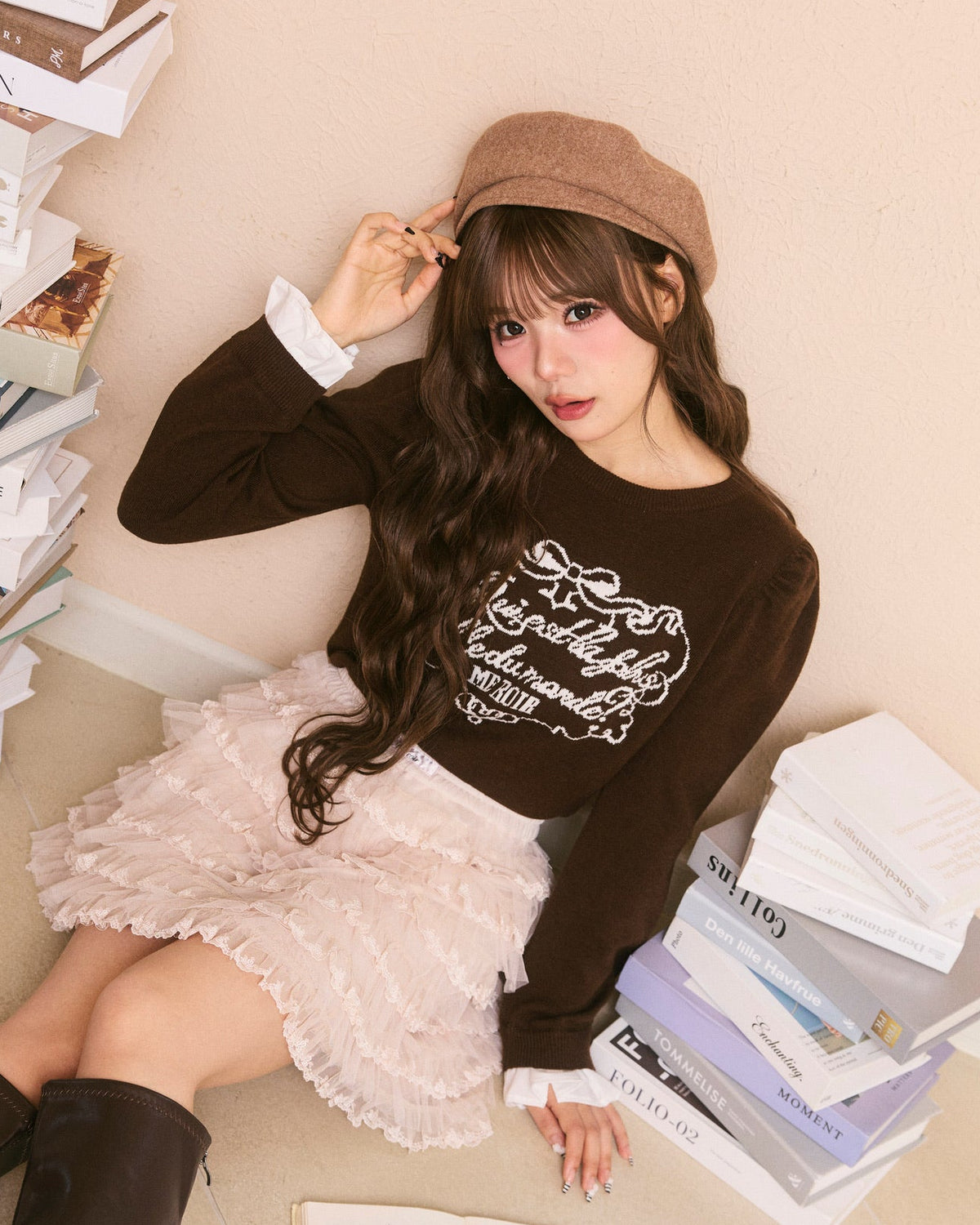 rose lace mini skirt