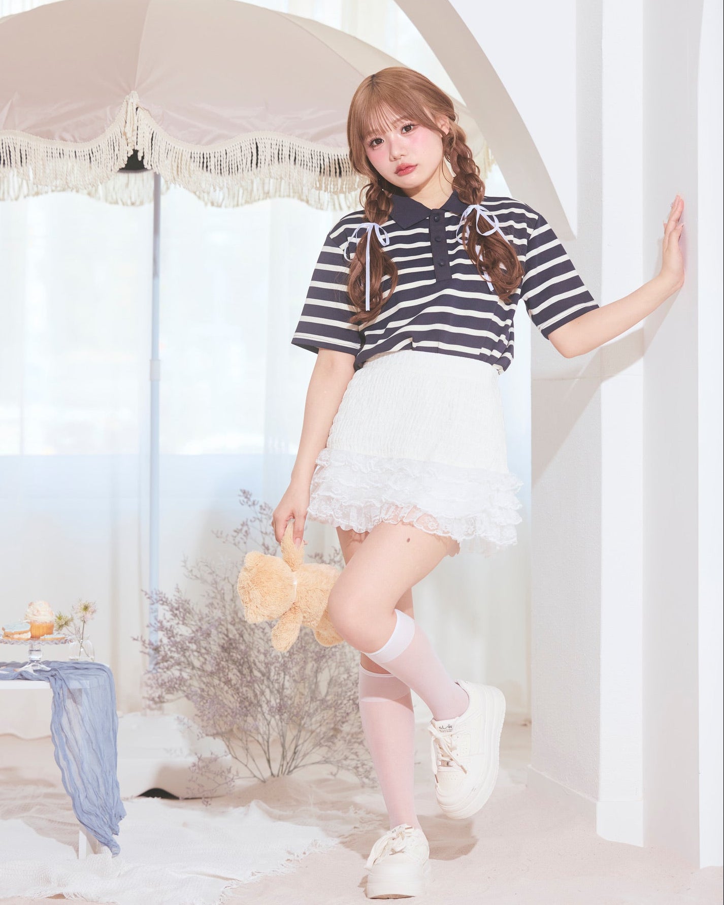 tiered shirred skirt pants