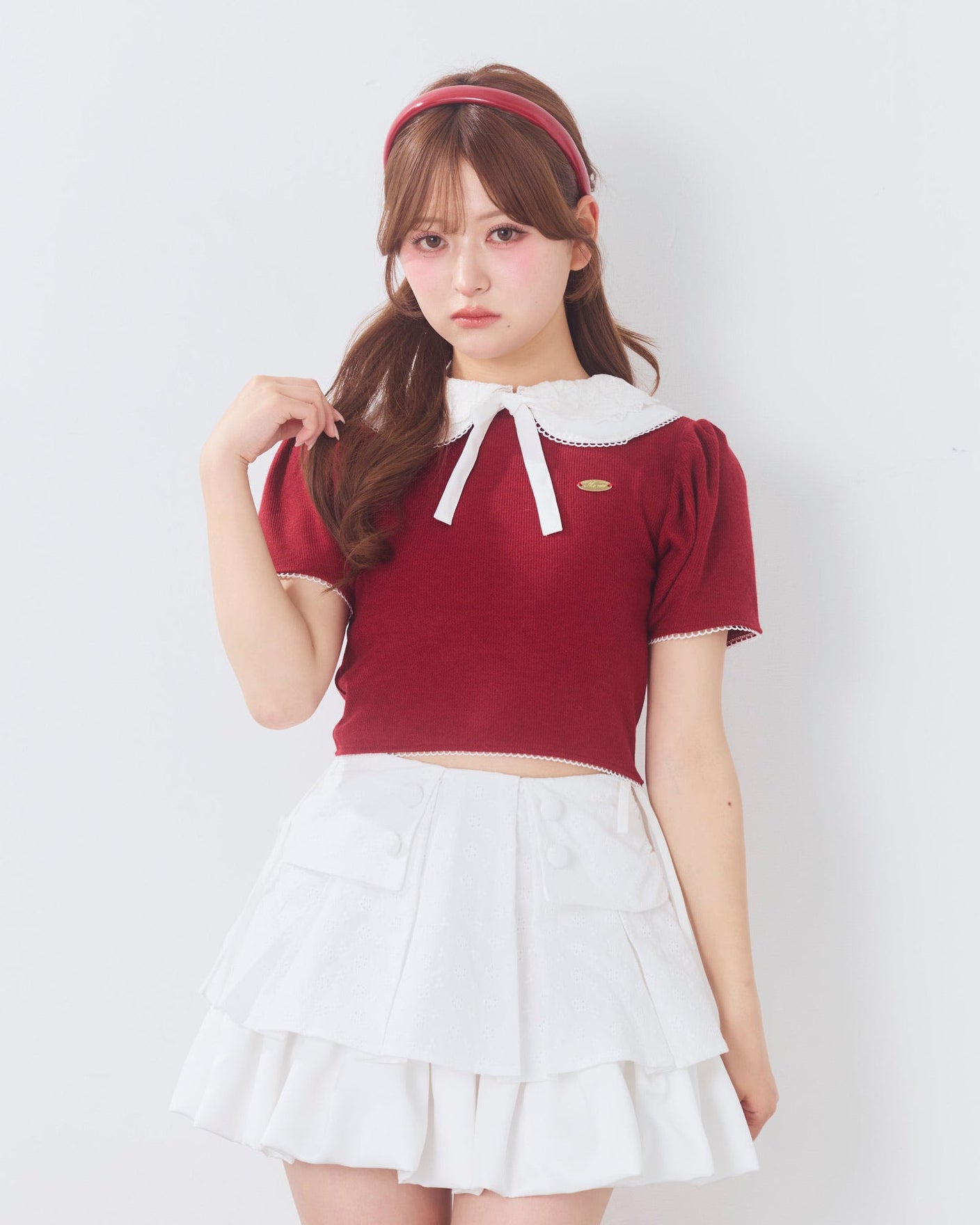 marine round collar knit tops