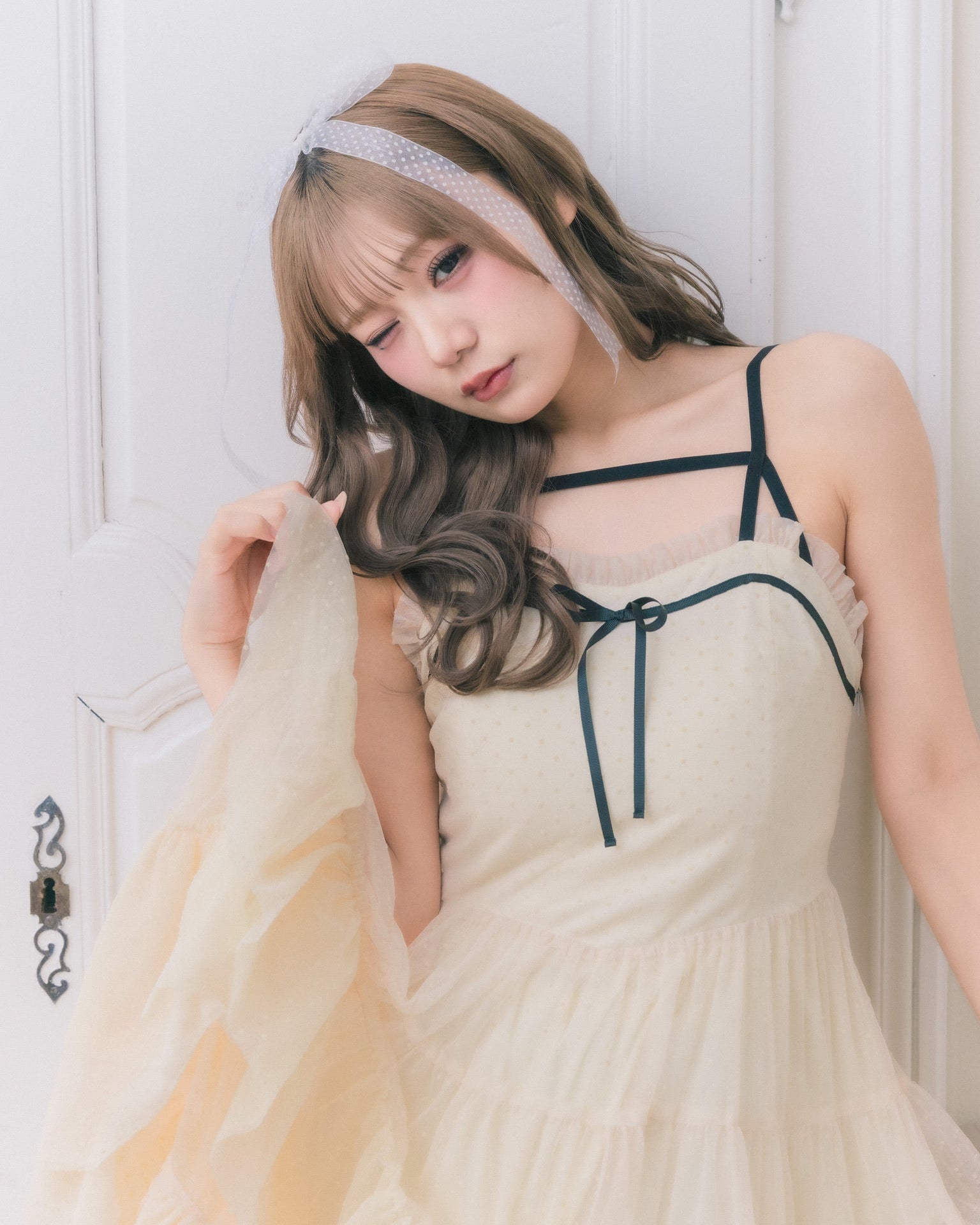 me roir ミーロワール ドットチュールティアードドレス ワンピース dot tulle tiered dress