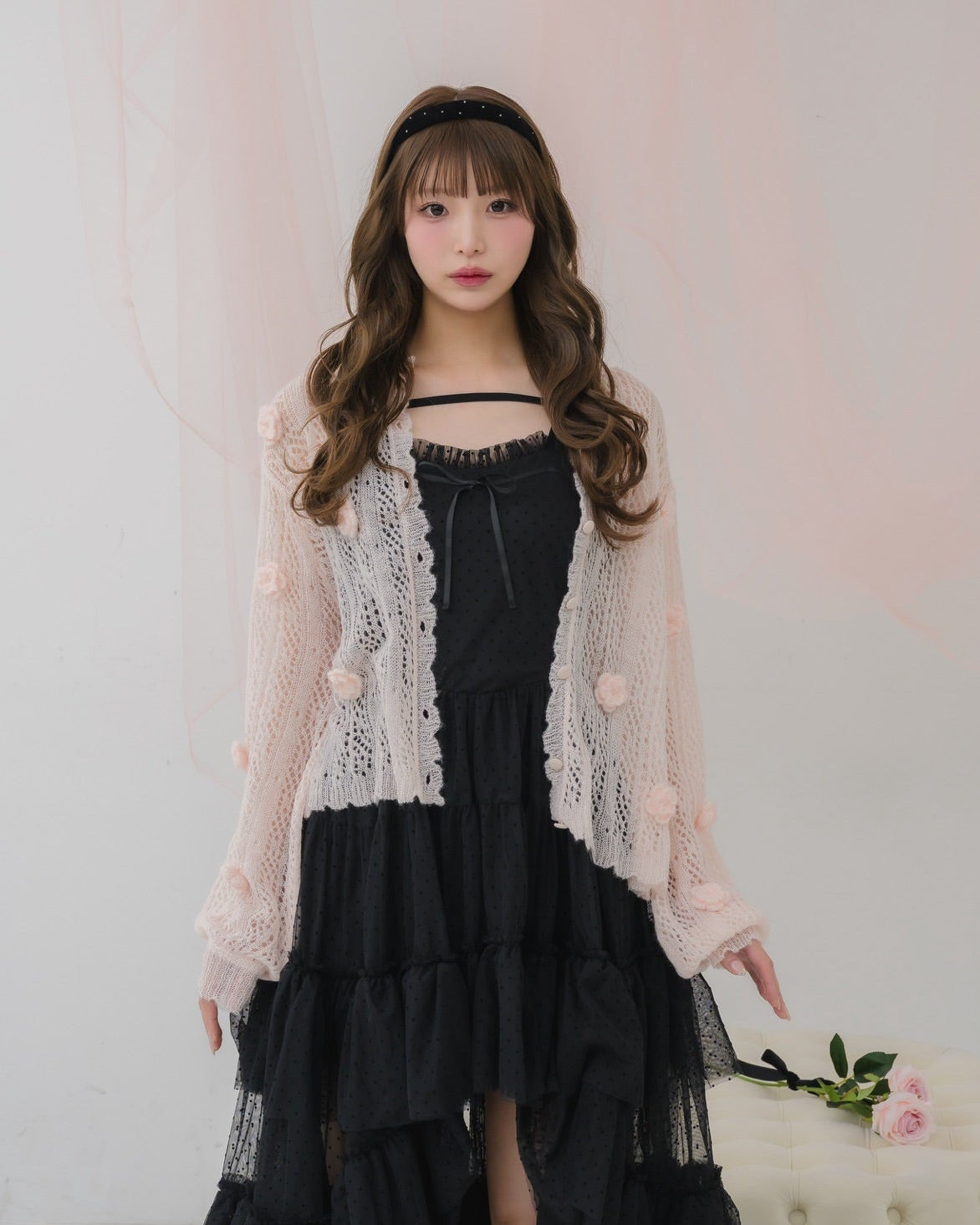 flower knit cardigan