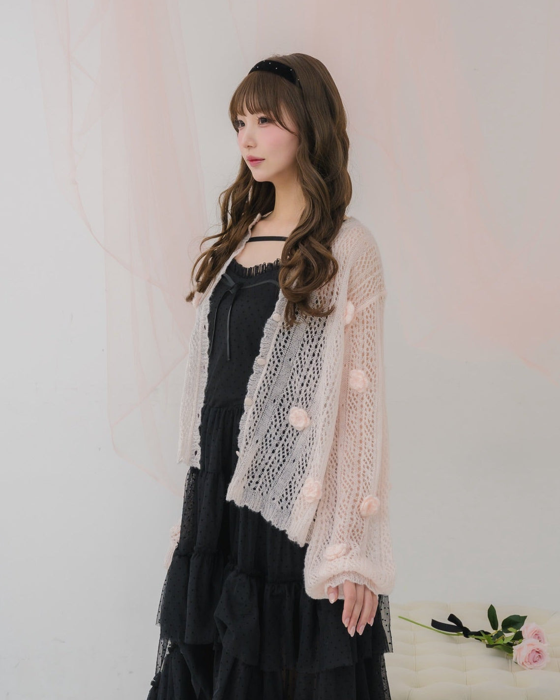 flower knit cardigan