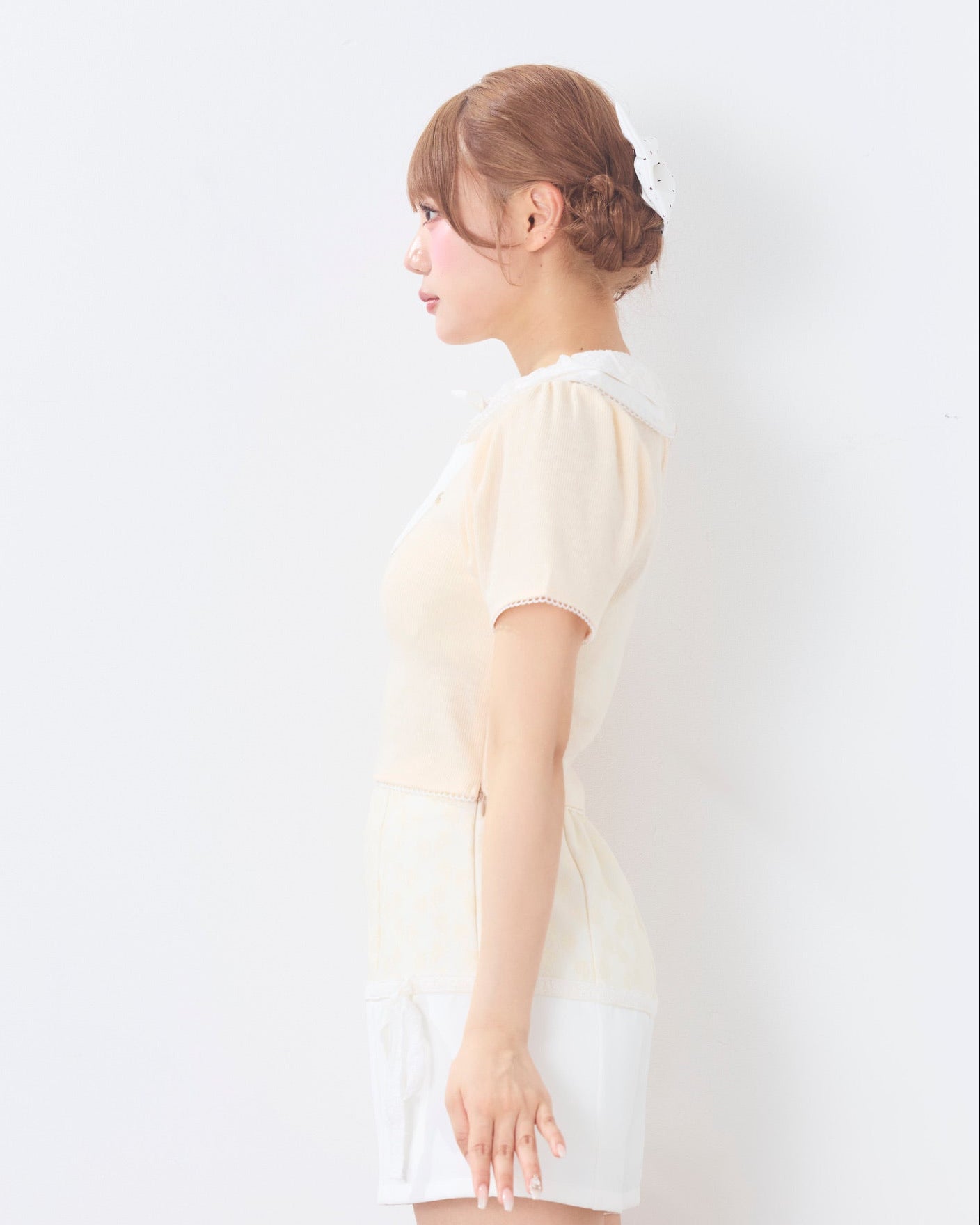 marine round collar knit tops