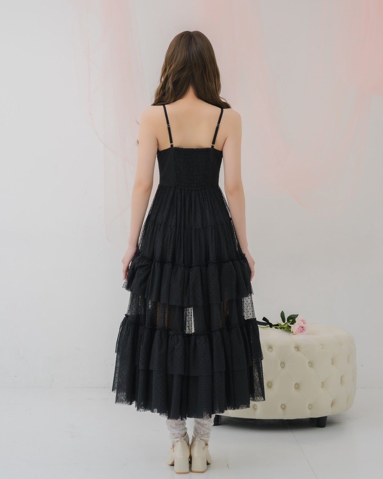 me roir ミーロワール ドットチュールティアードドレス ワンピース dot tulle tiered dress