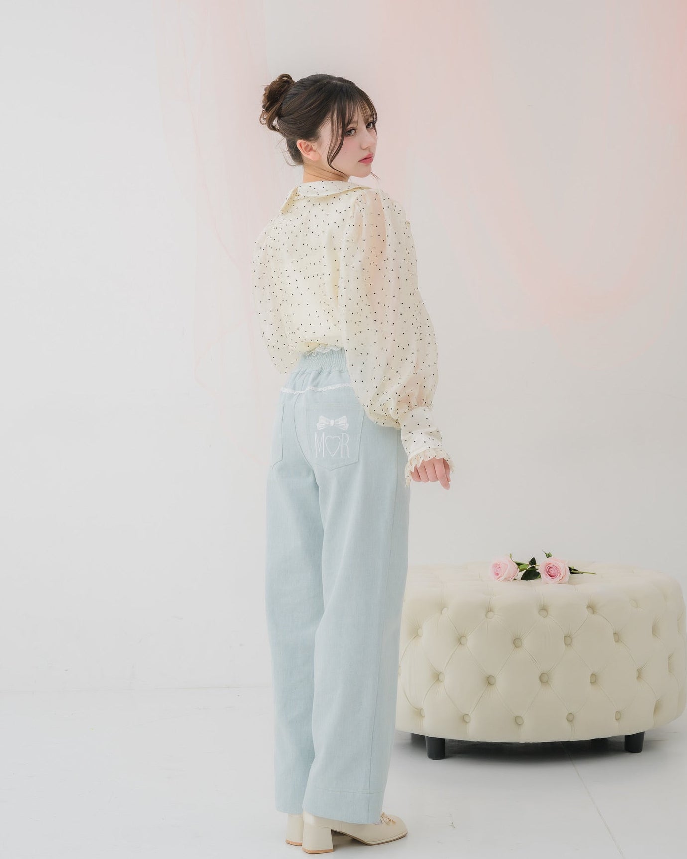 sheer chiffon ribbon blouse