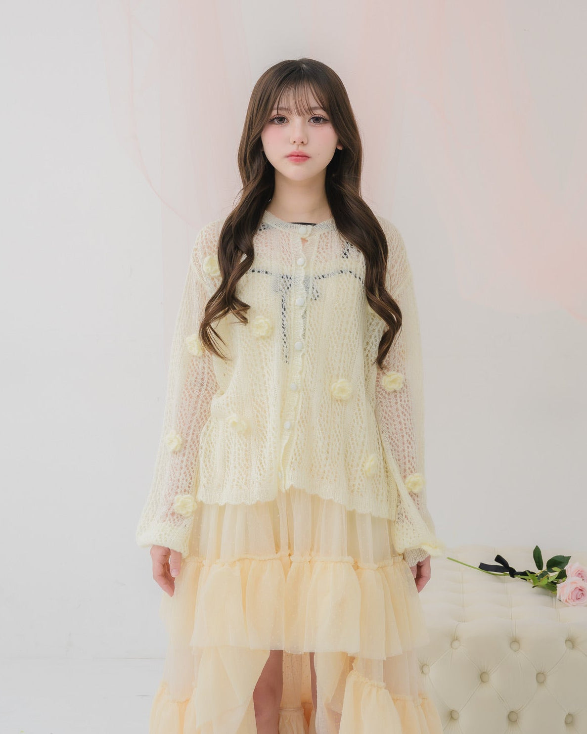flower knit cardigan