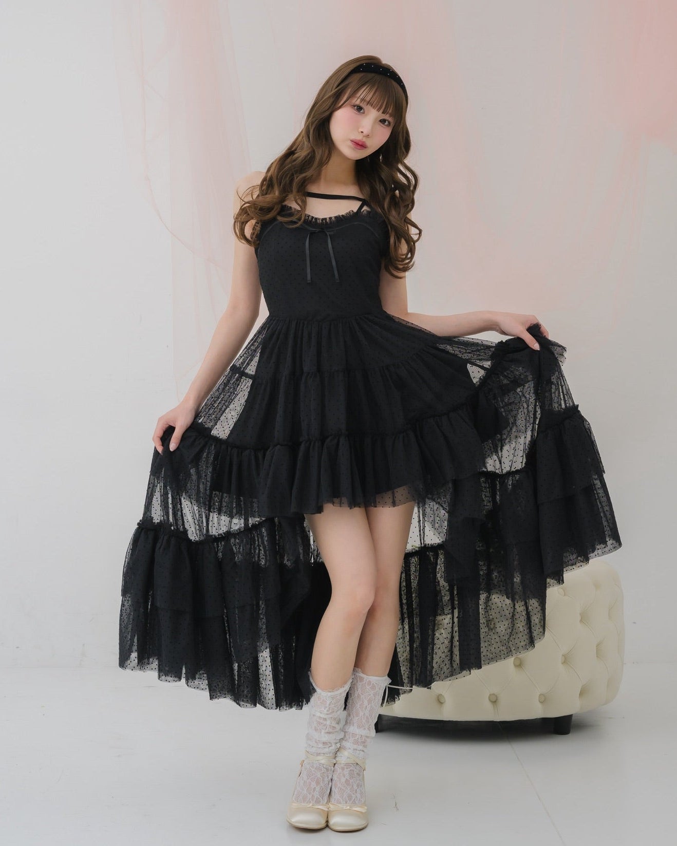 dot tulle tiered dress