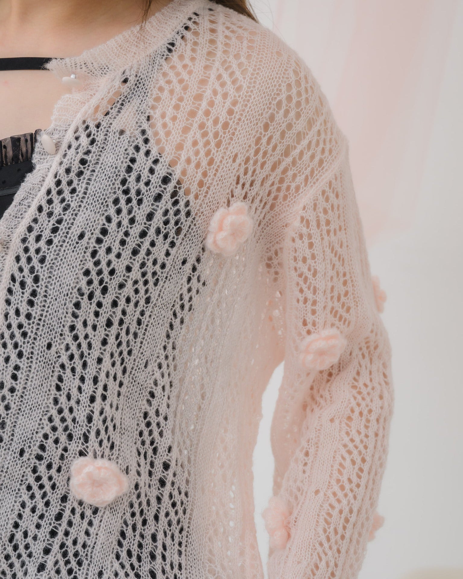 flower knit cardigan