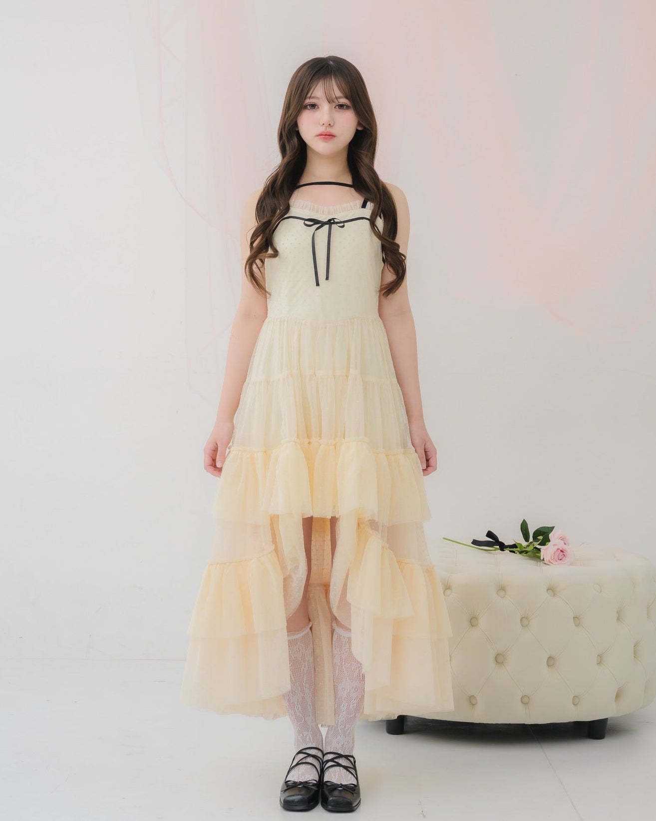 【 予約商品 】dot tulle tiered dress
