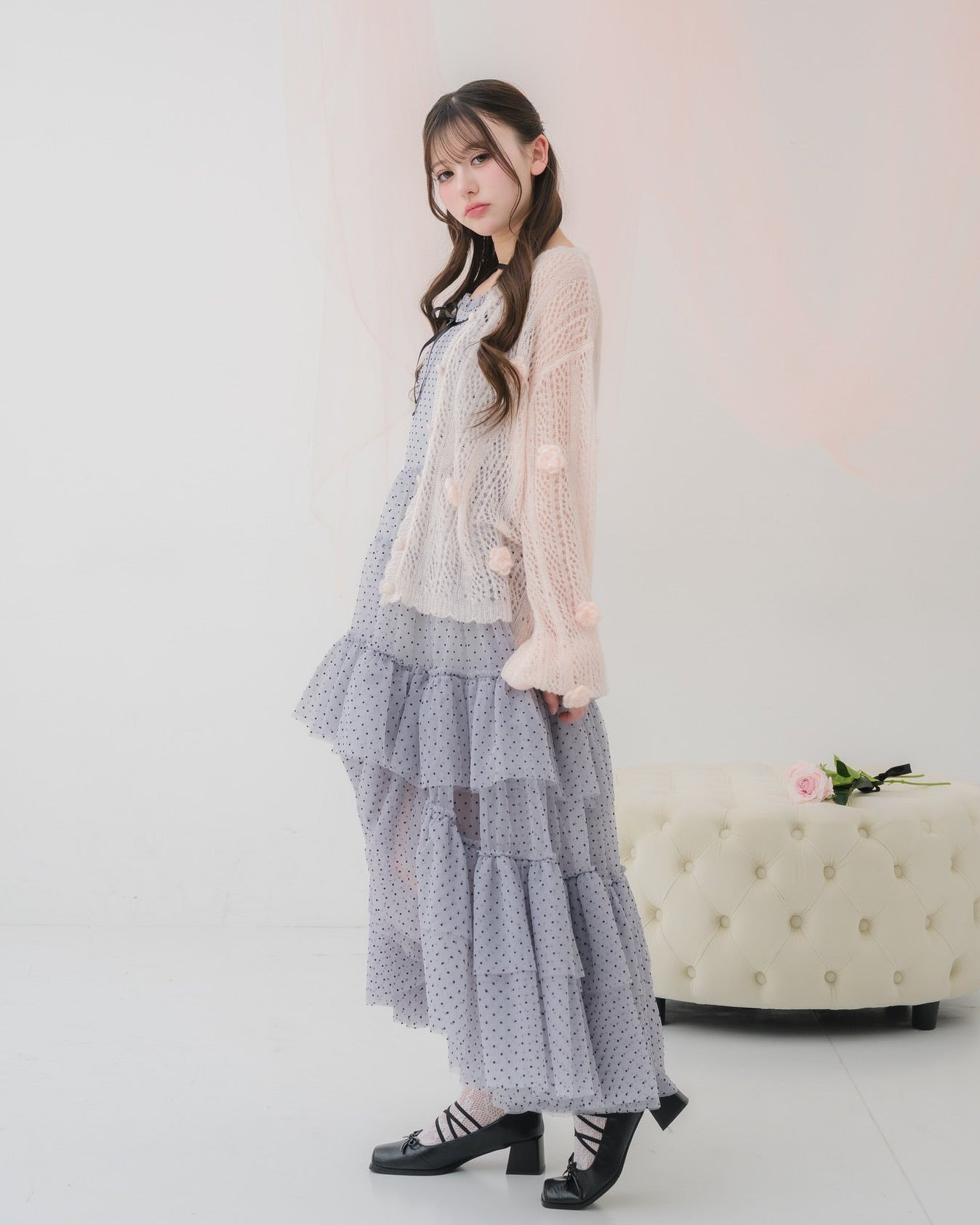 flower knit cardigan
