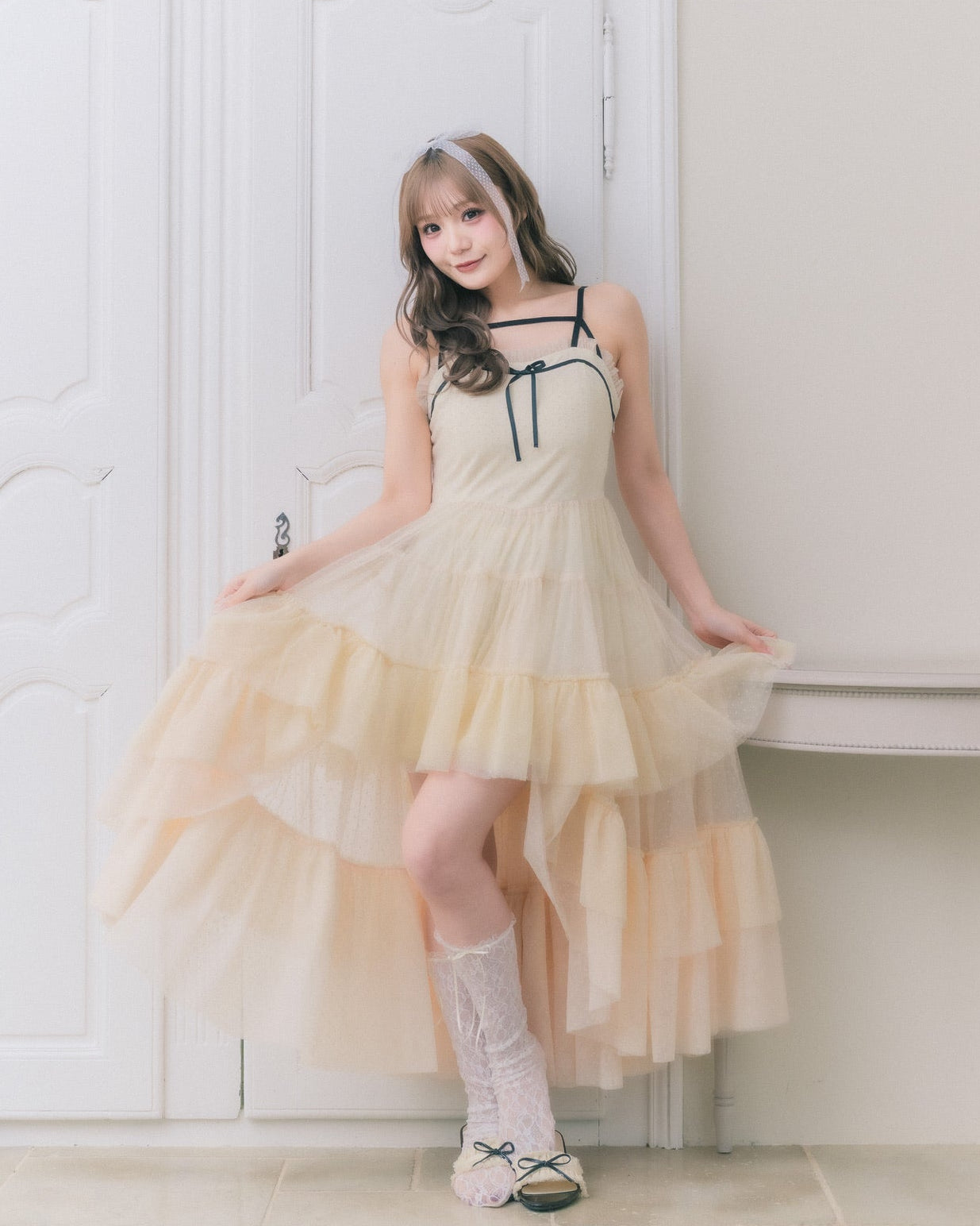dot tulle tiered dress