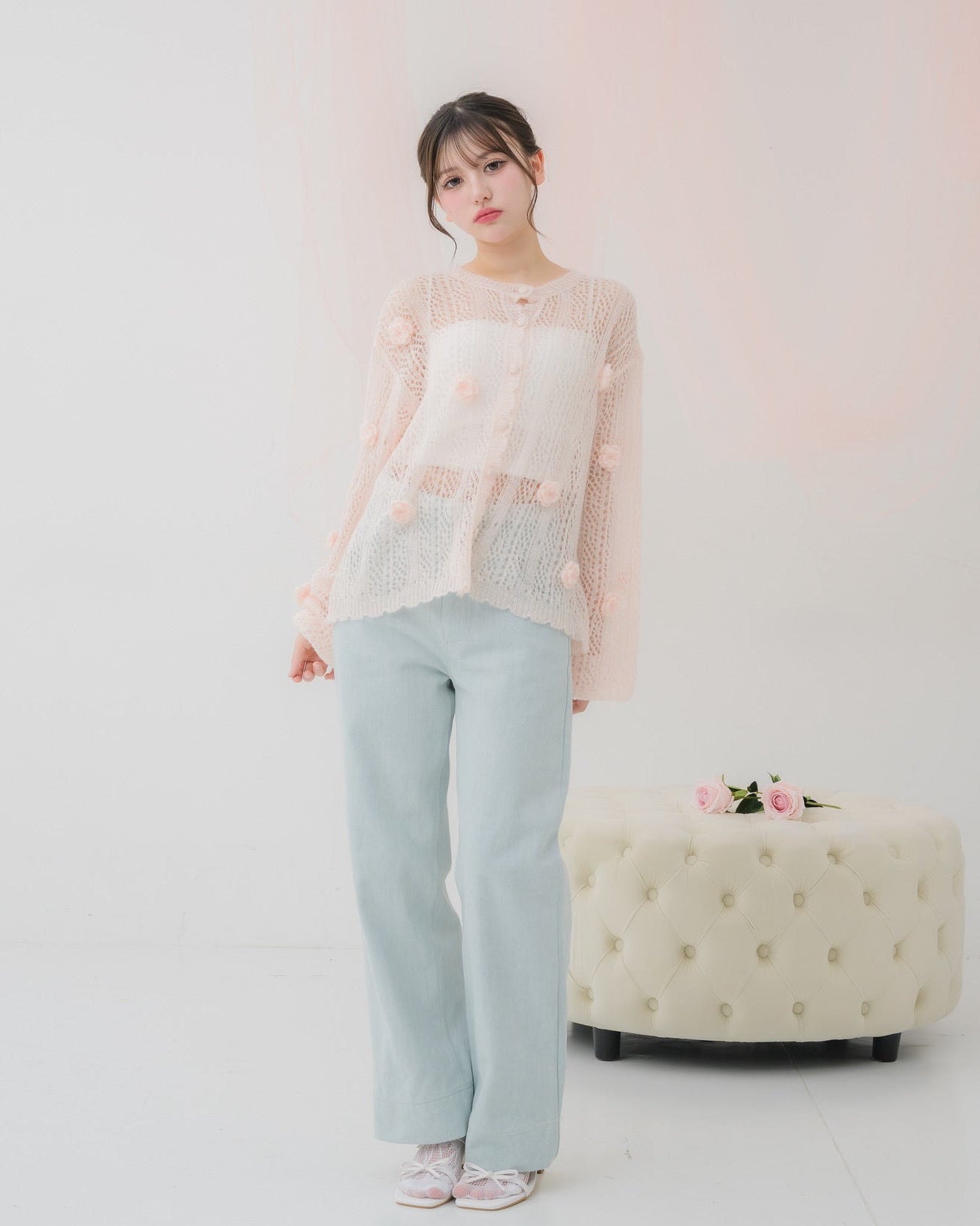 flower knit cardigan