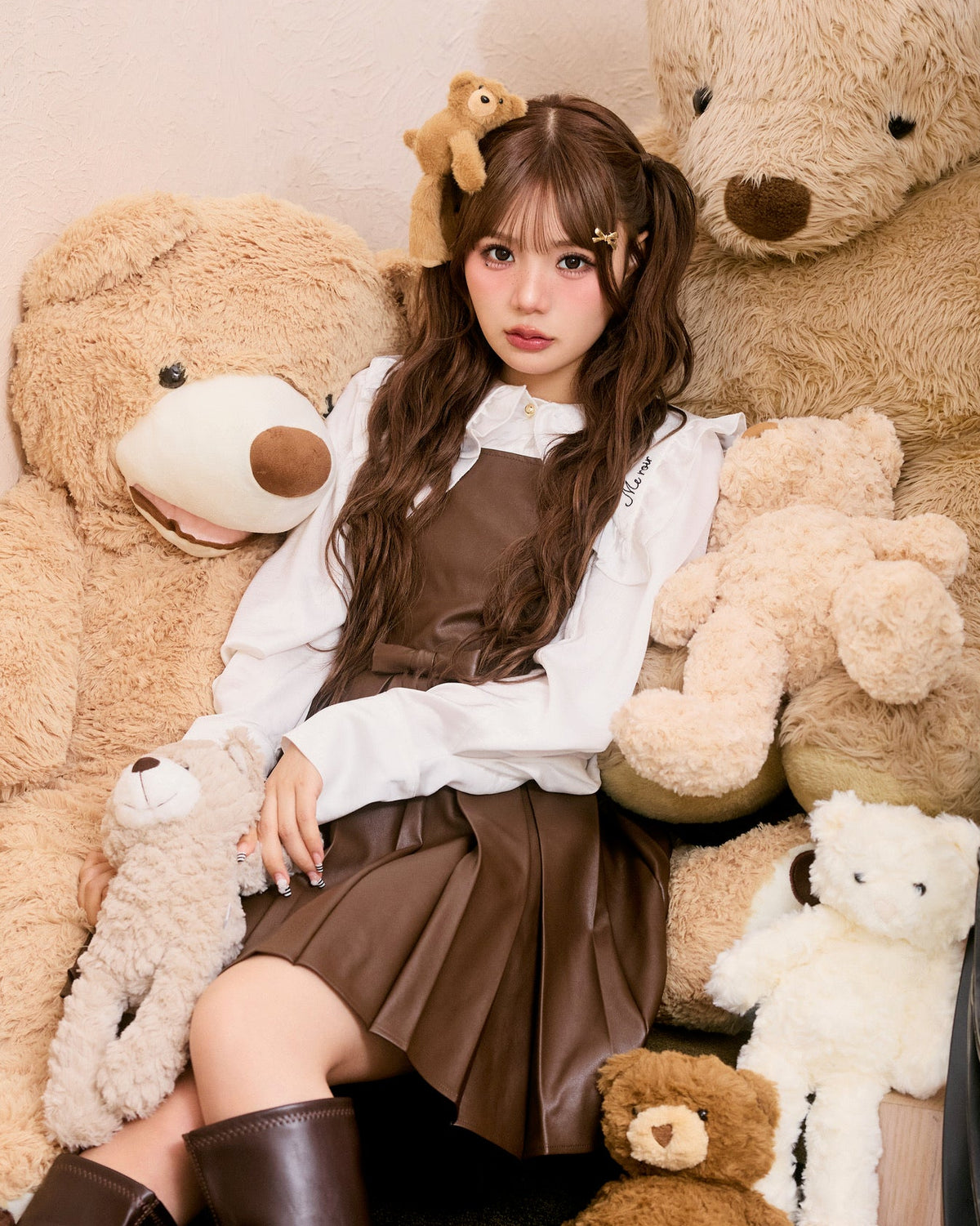 leather pleats mini onepiece