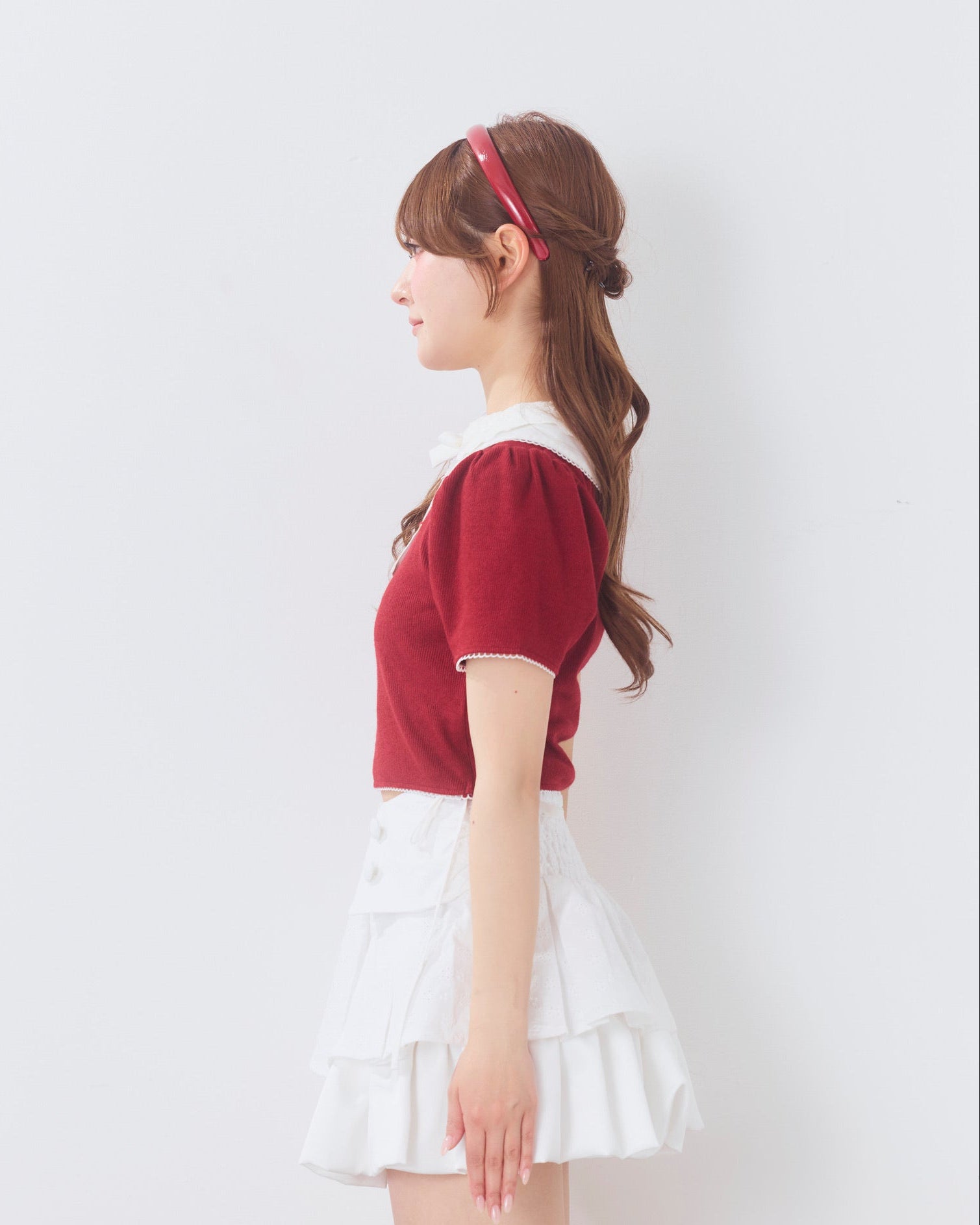 marine round collar knit tops