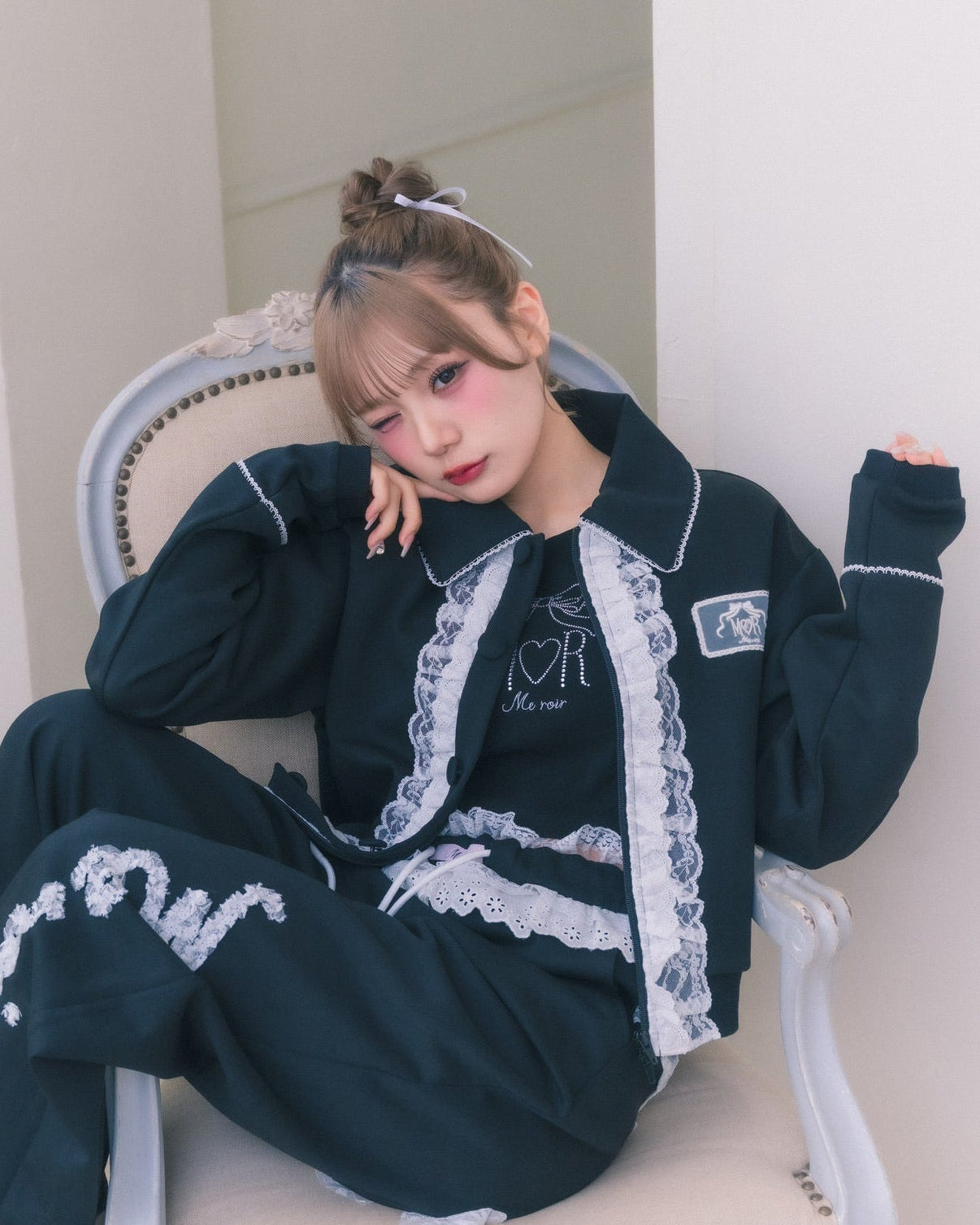 Me roir ミーロワールGIRLY FRENCH LACE ZIPUP girly french lace zipup
