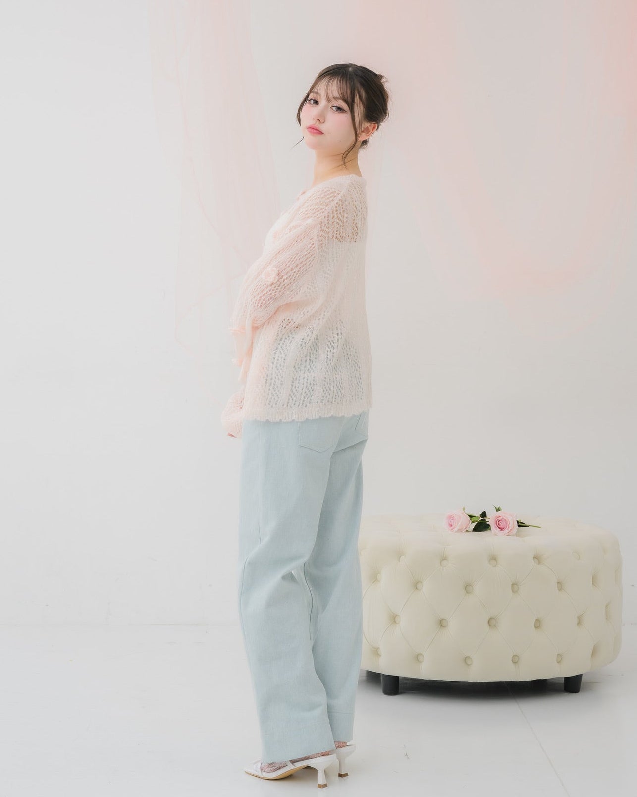 flower knit cardigan