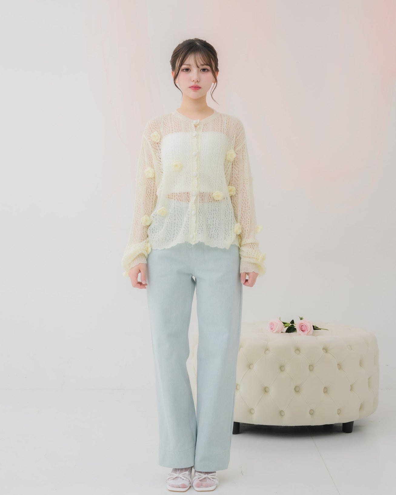 flower knit cardigan
