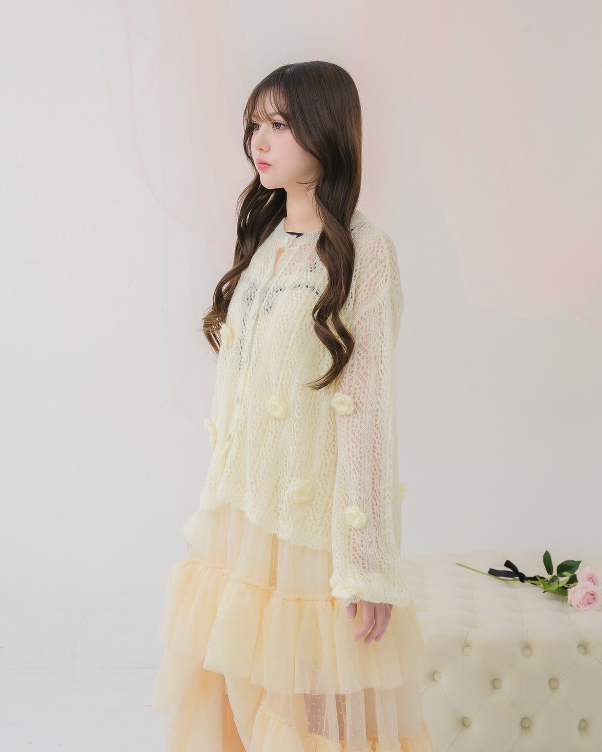 flower knit cardigan