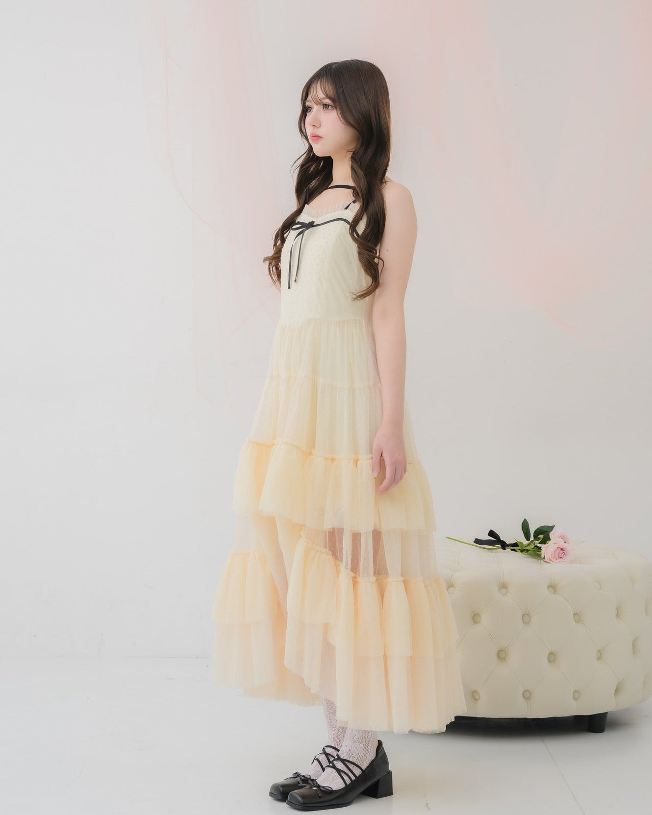 【 予約商品 】dot tulle tiered dress