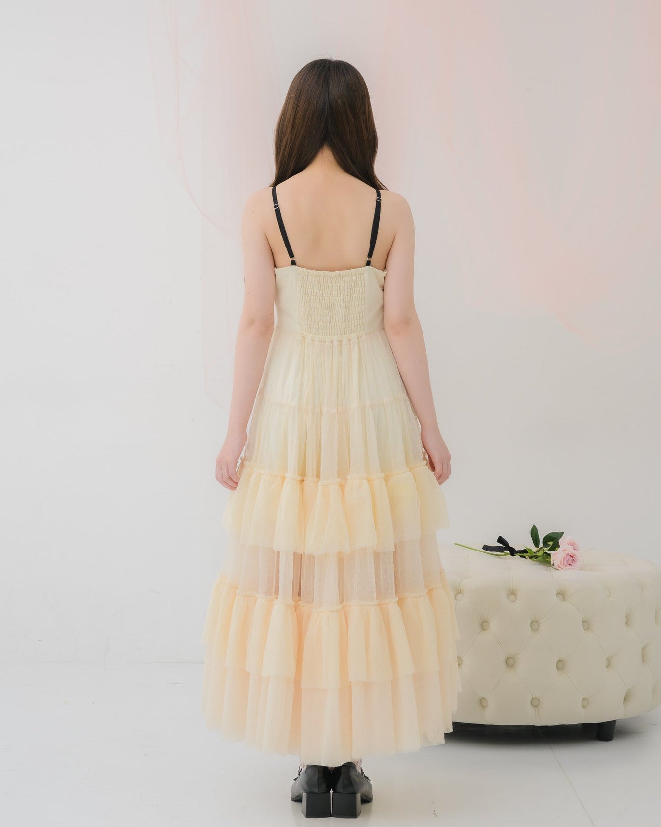 ドットチュールティアードドレス　ミーロワール dot tulle tiered dress