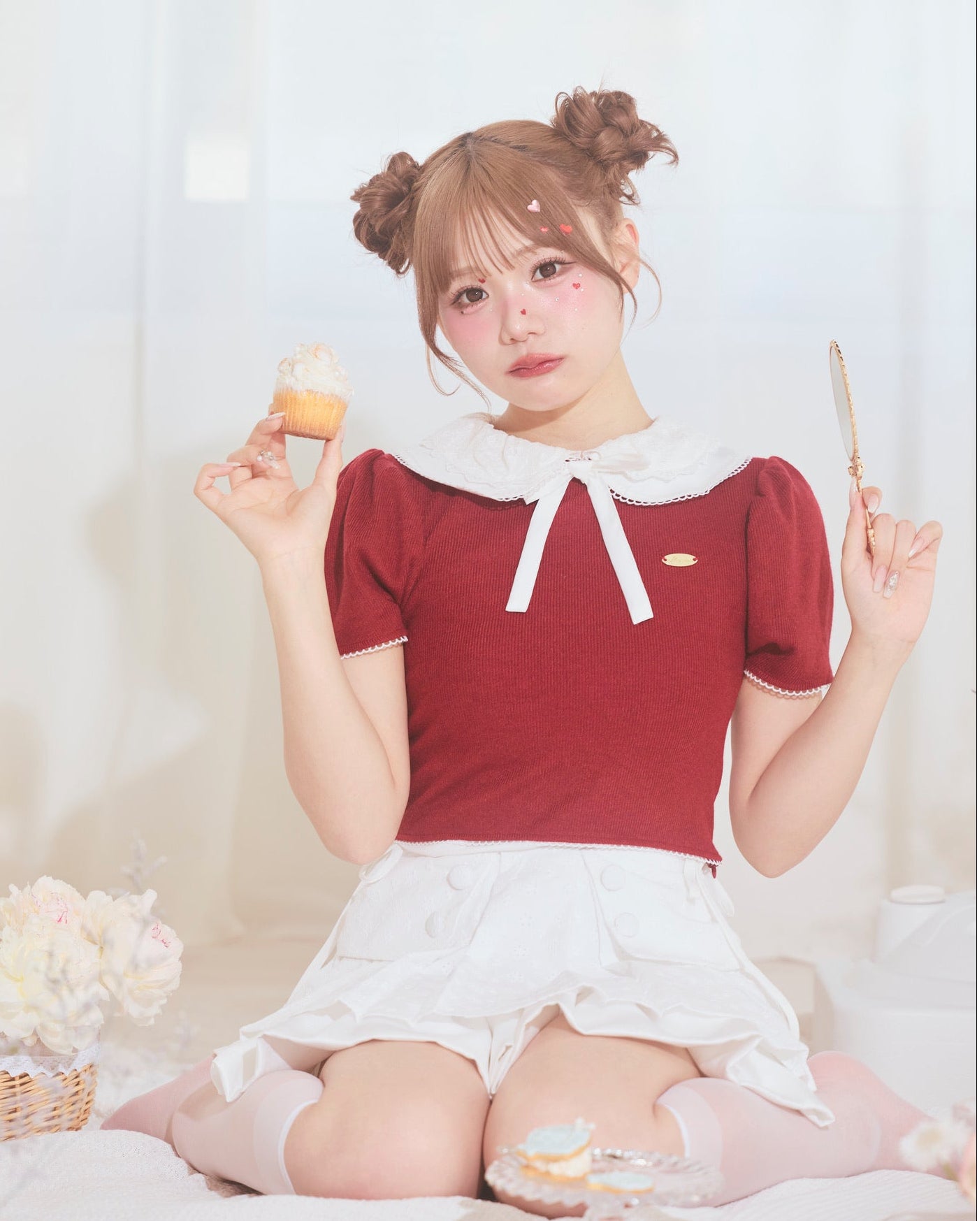 marine round collar knit tops