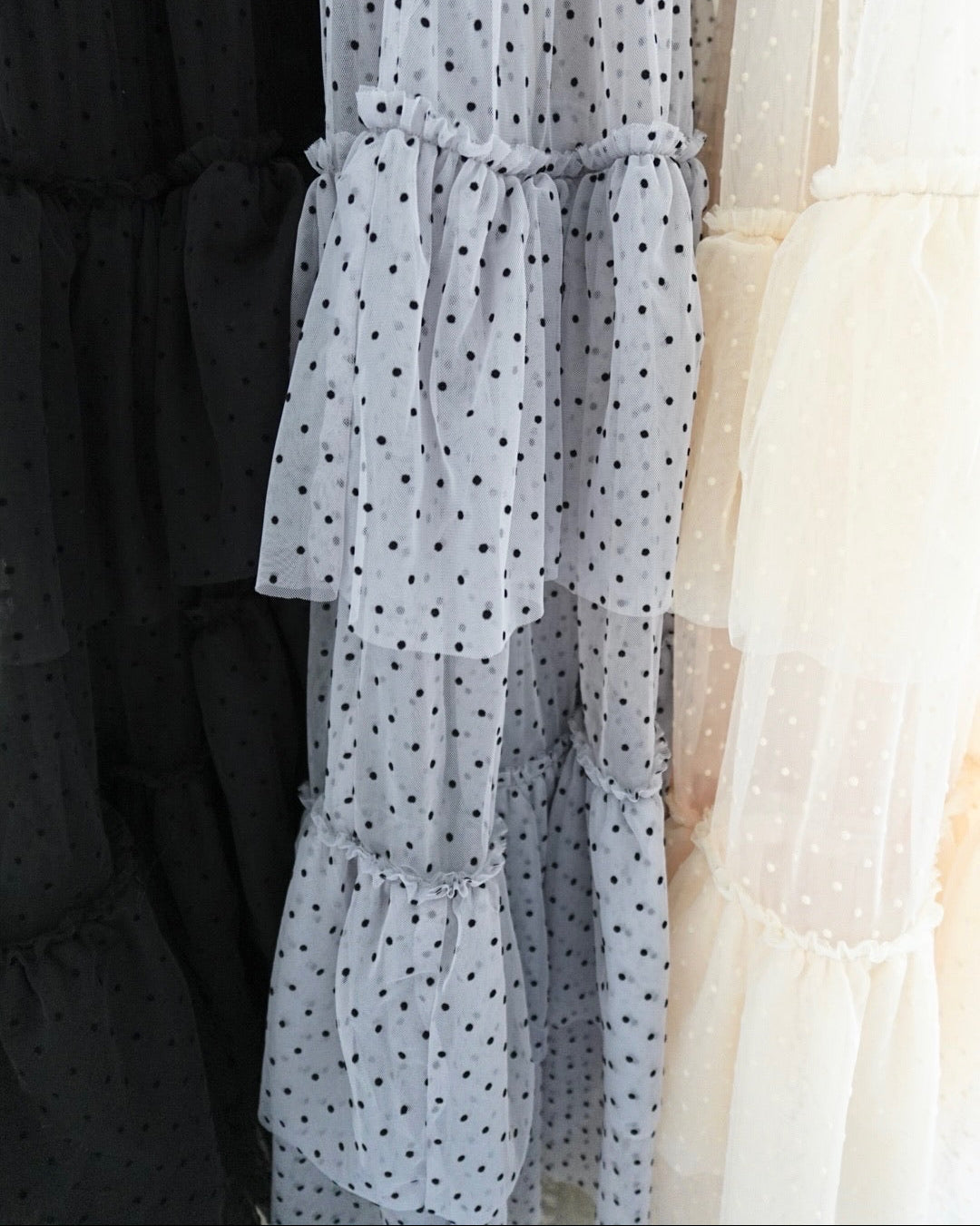 【 予約商品 】dot tulle tiered dress