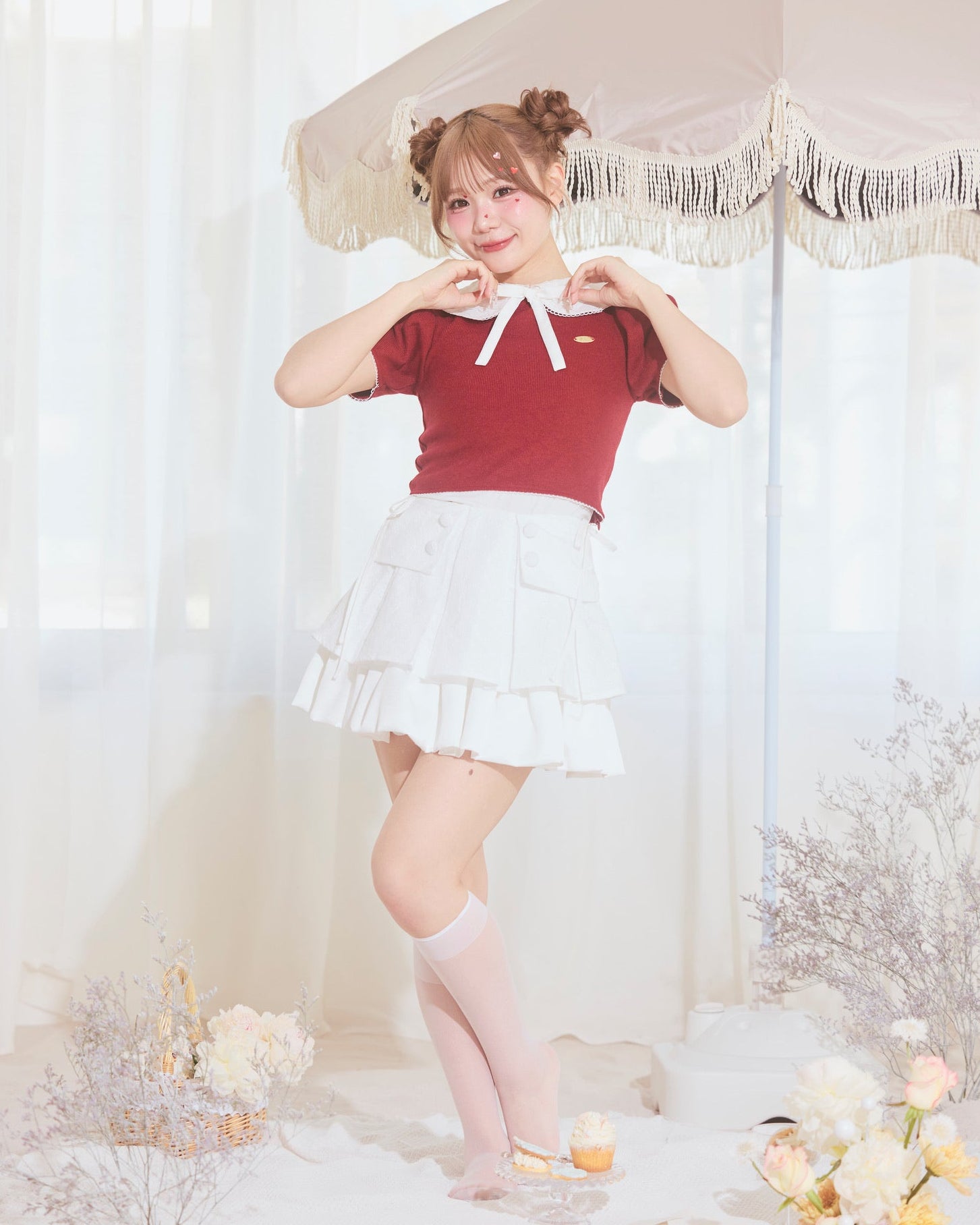 marine round collar knit tops
