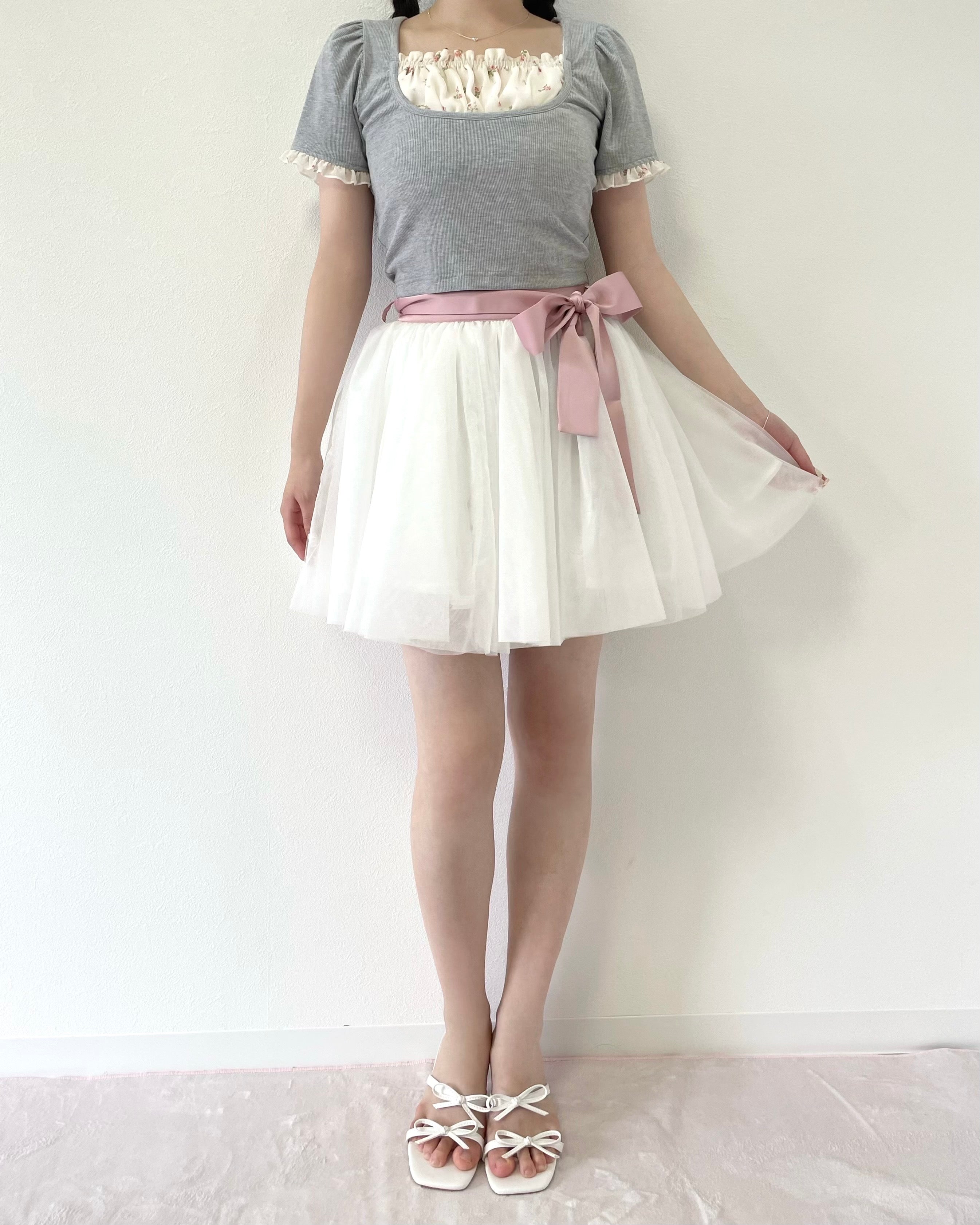rose motif tulle skirt