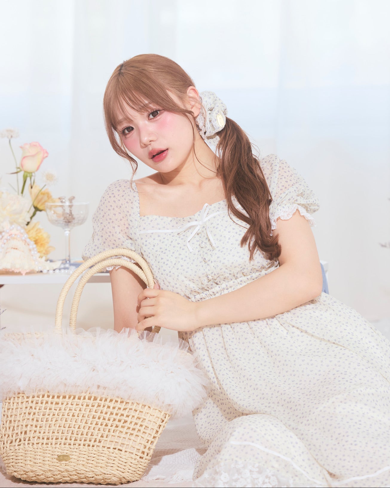 flower chiffon long onepiece