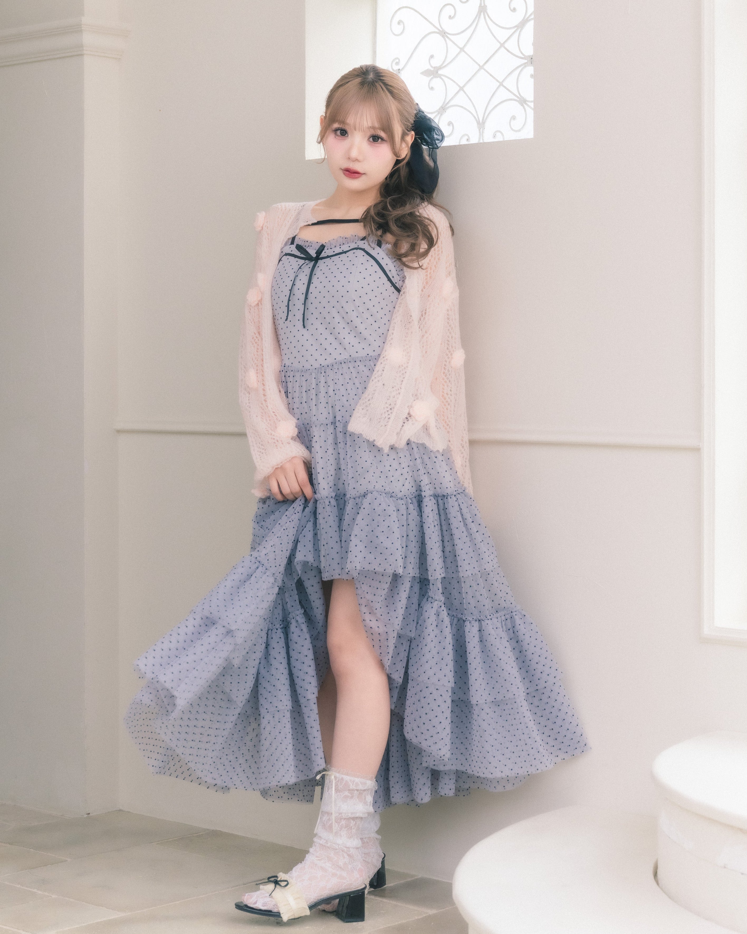 dot tulle tiered dress