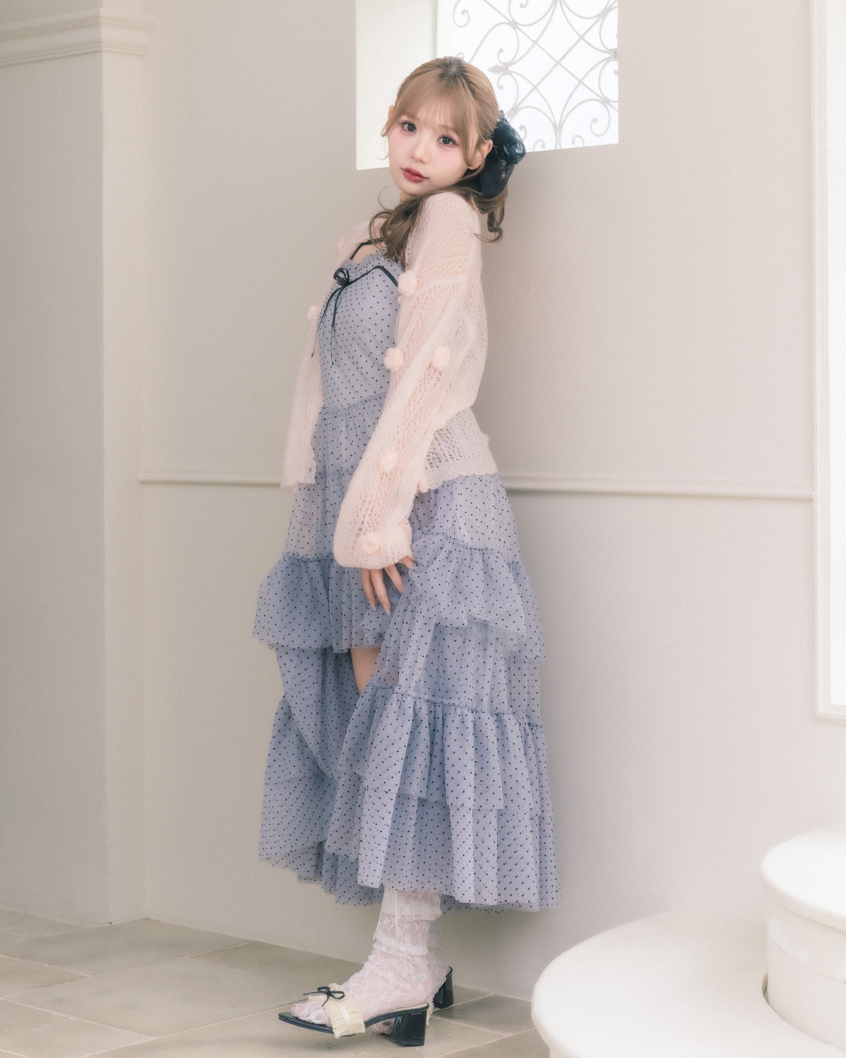 dot tulle tiered dress