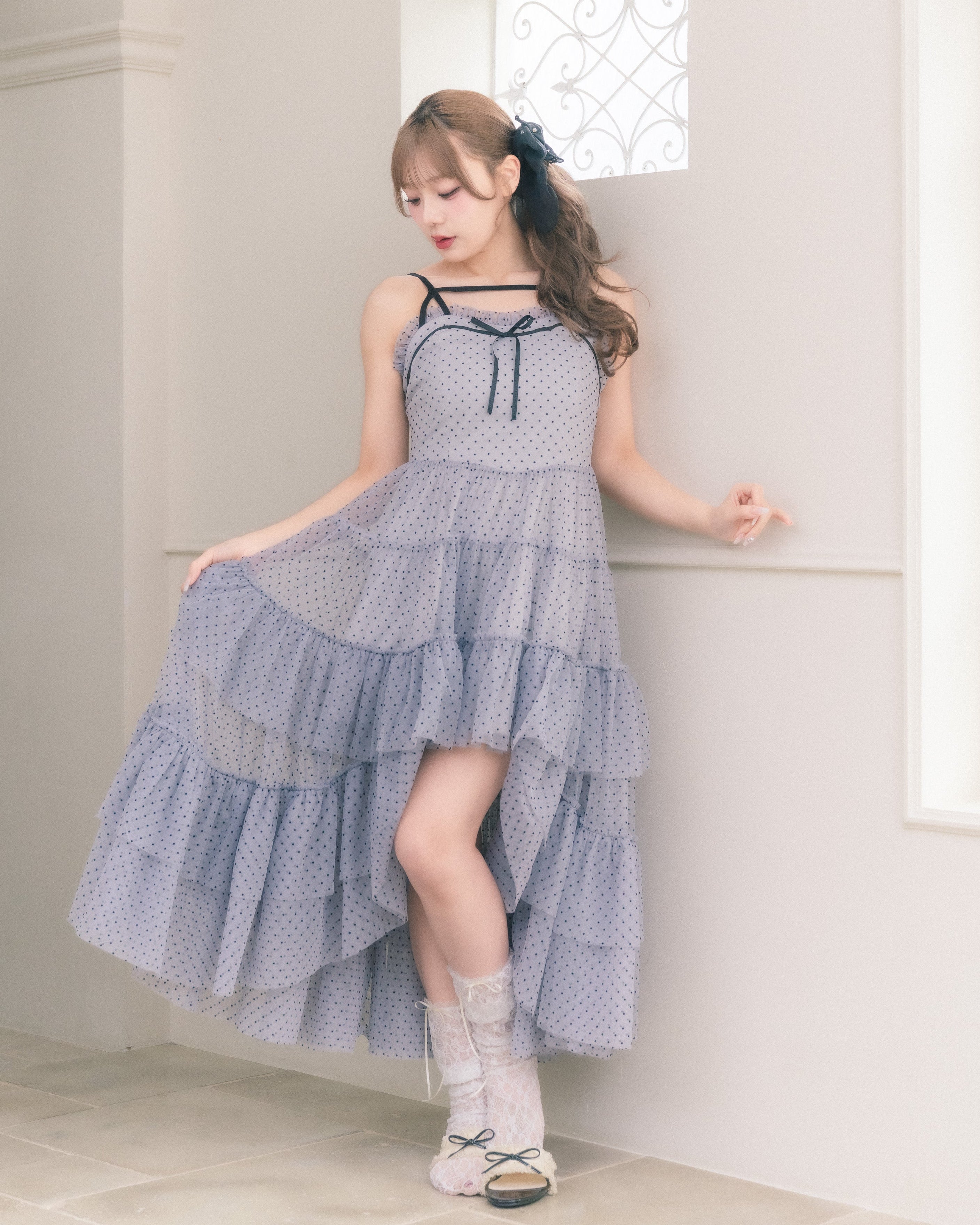 dot tulle tiered dress