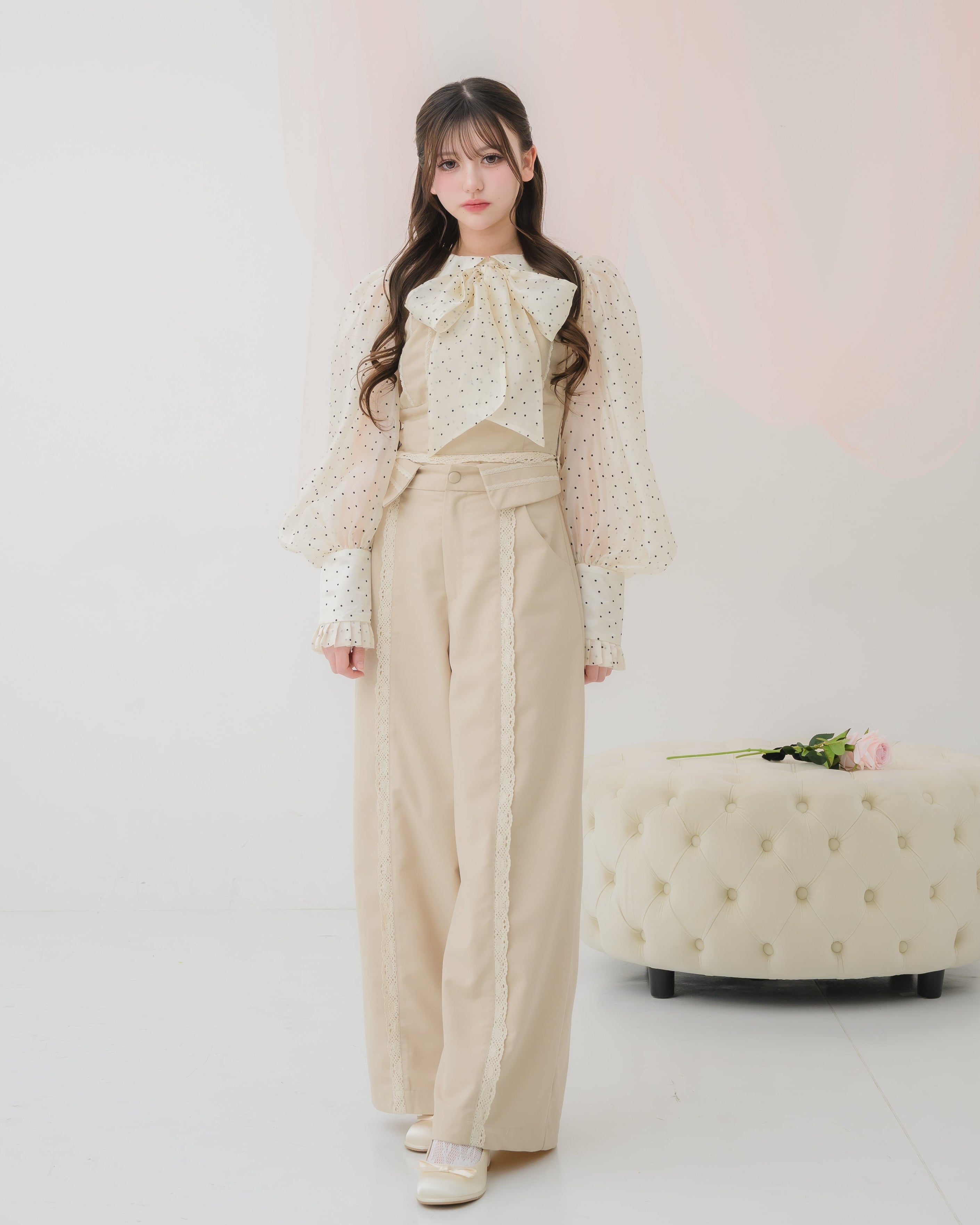 sheer chiffon ribbon blouse