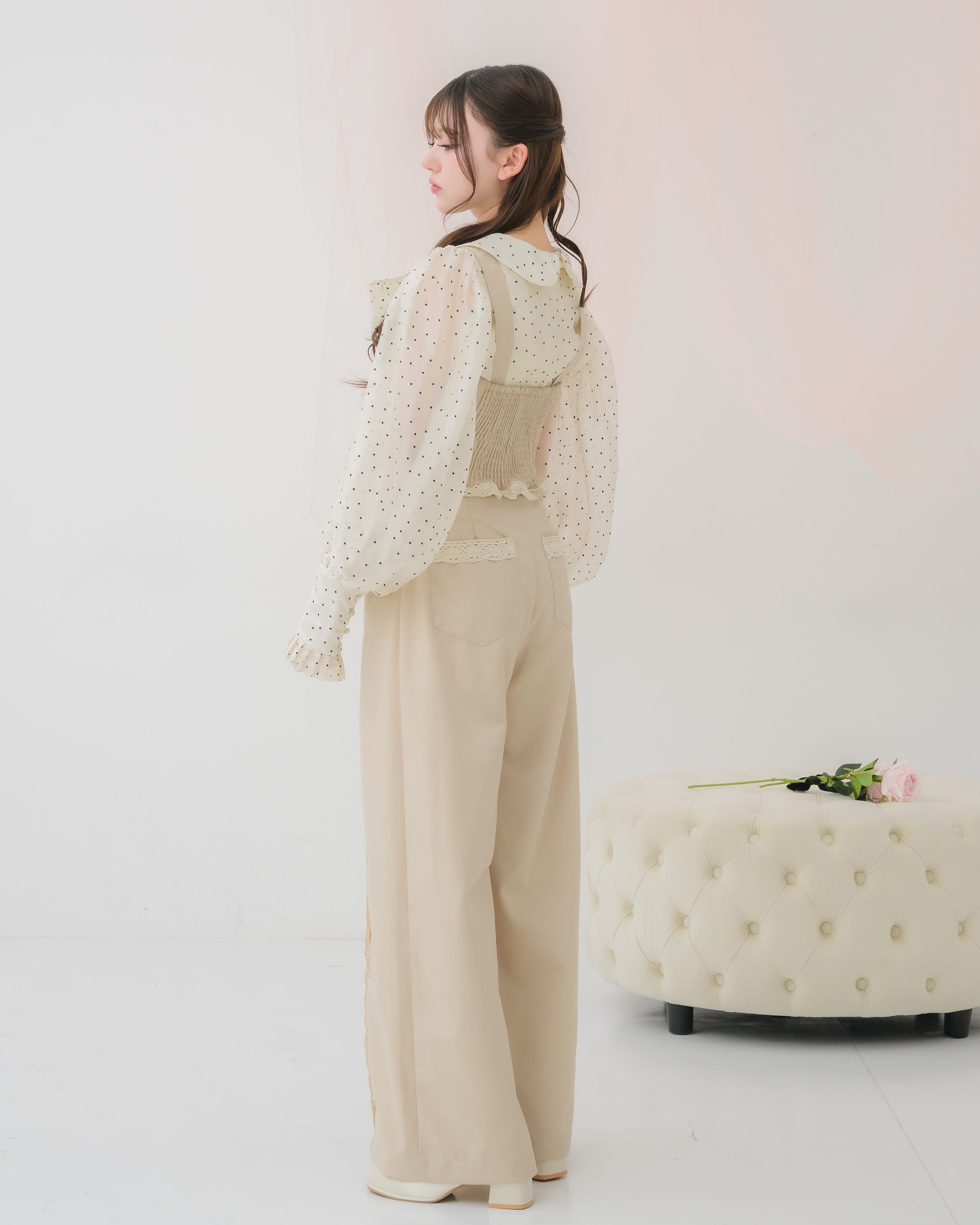 sheer chiffon ribbon blouse