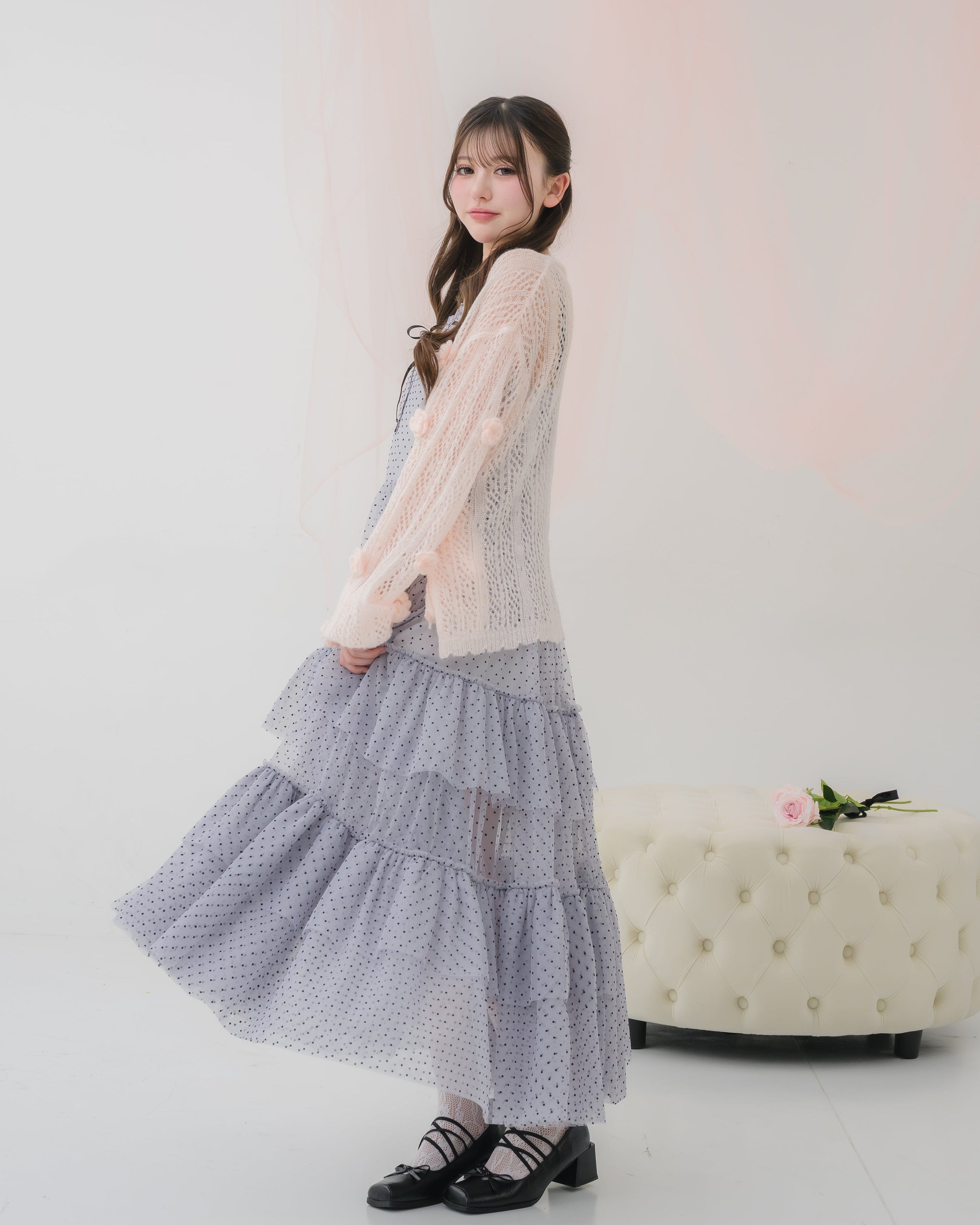 【 予約商品 】dot tulle tiered dress