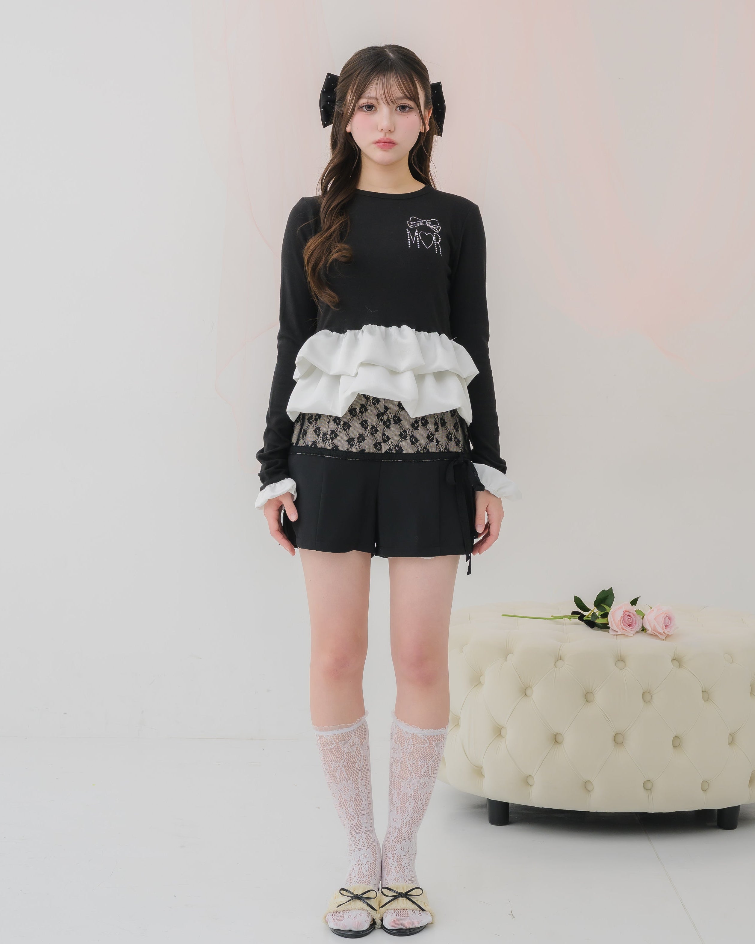 cream peplum long tshirt