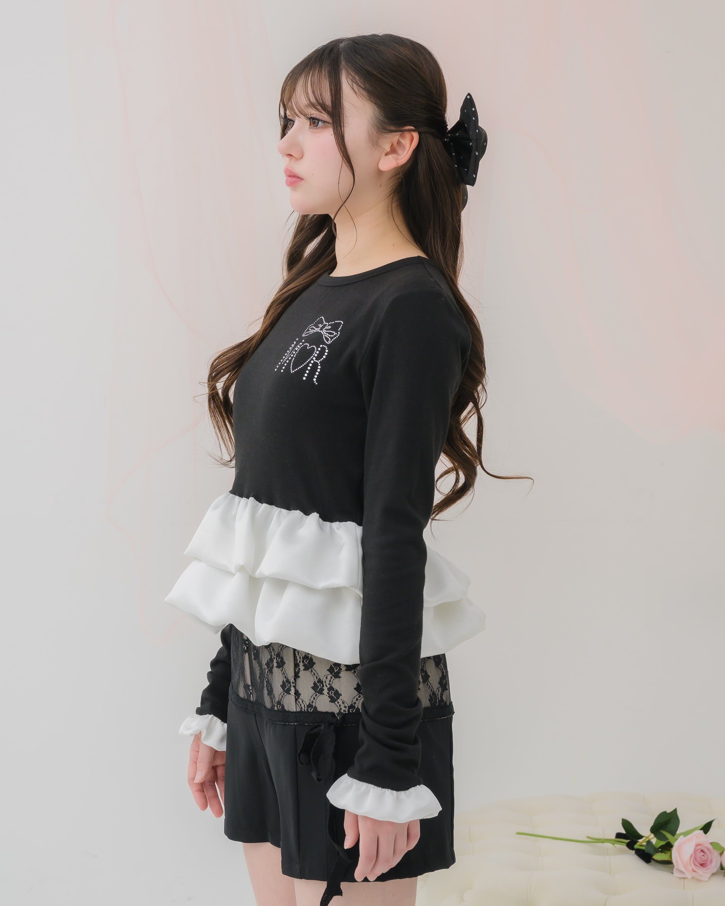 cream peplum long tshirt