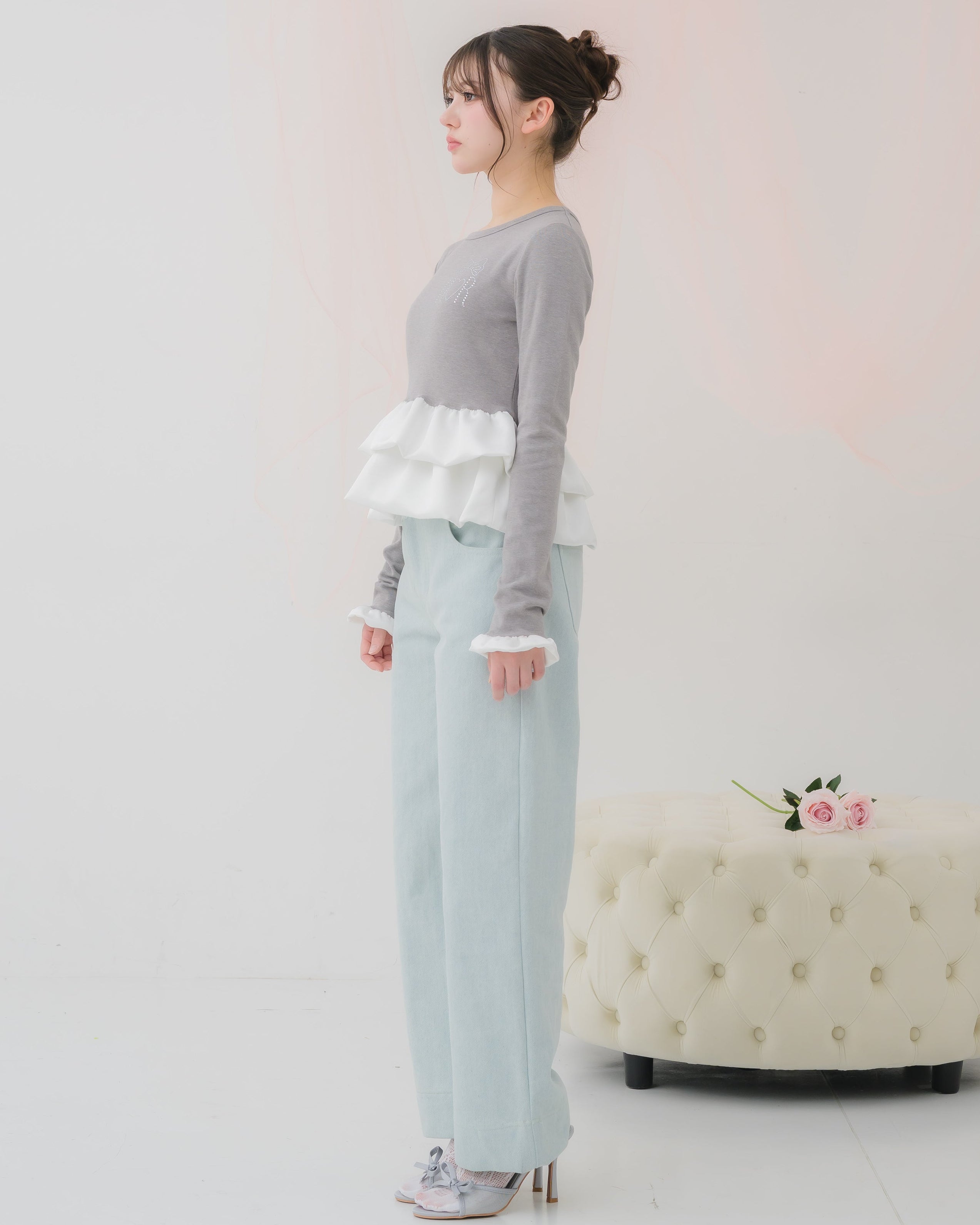 cream peplum long tshirt