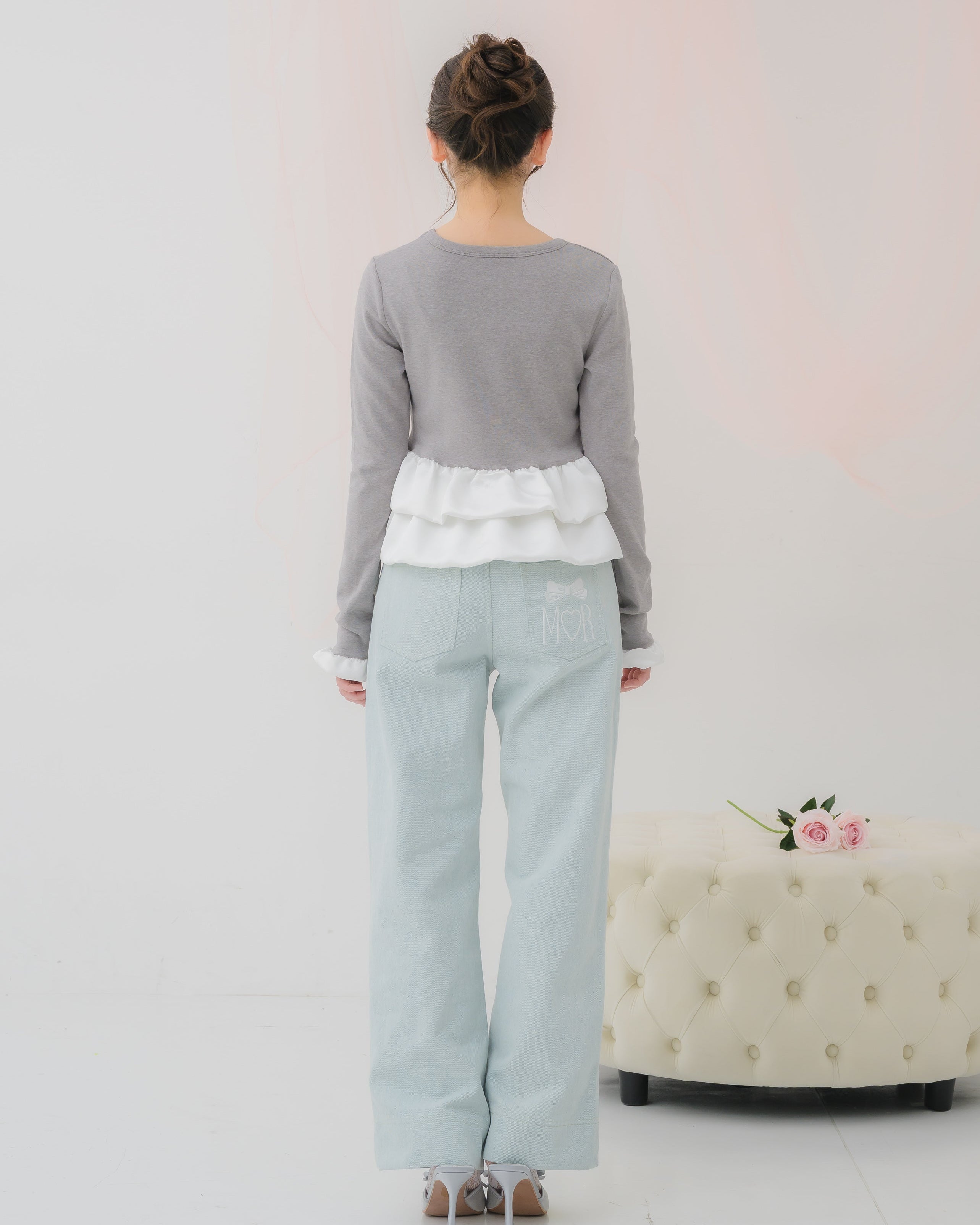 cream peplum long tshirt