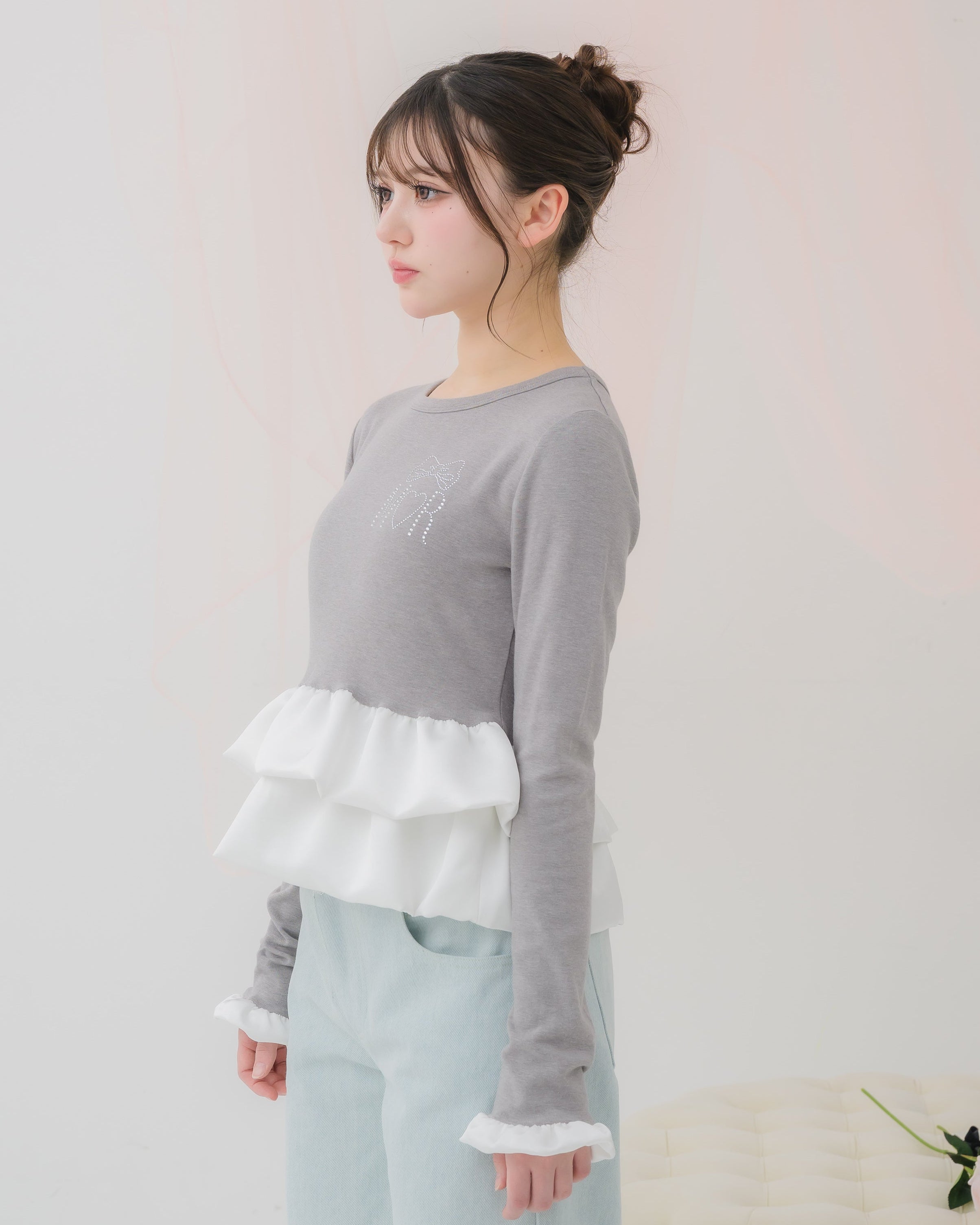 cream peplum long tshirt