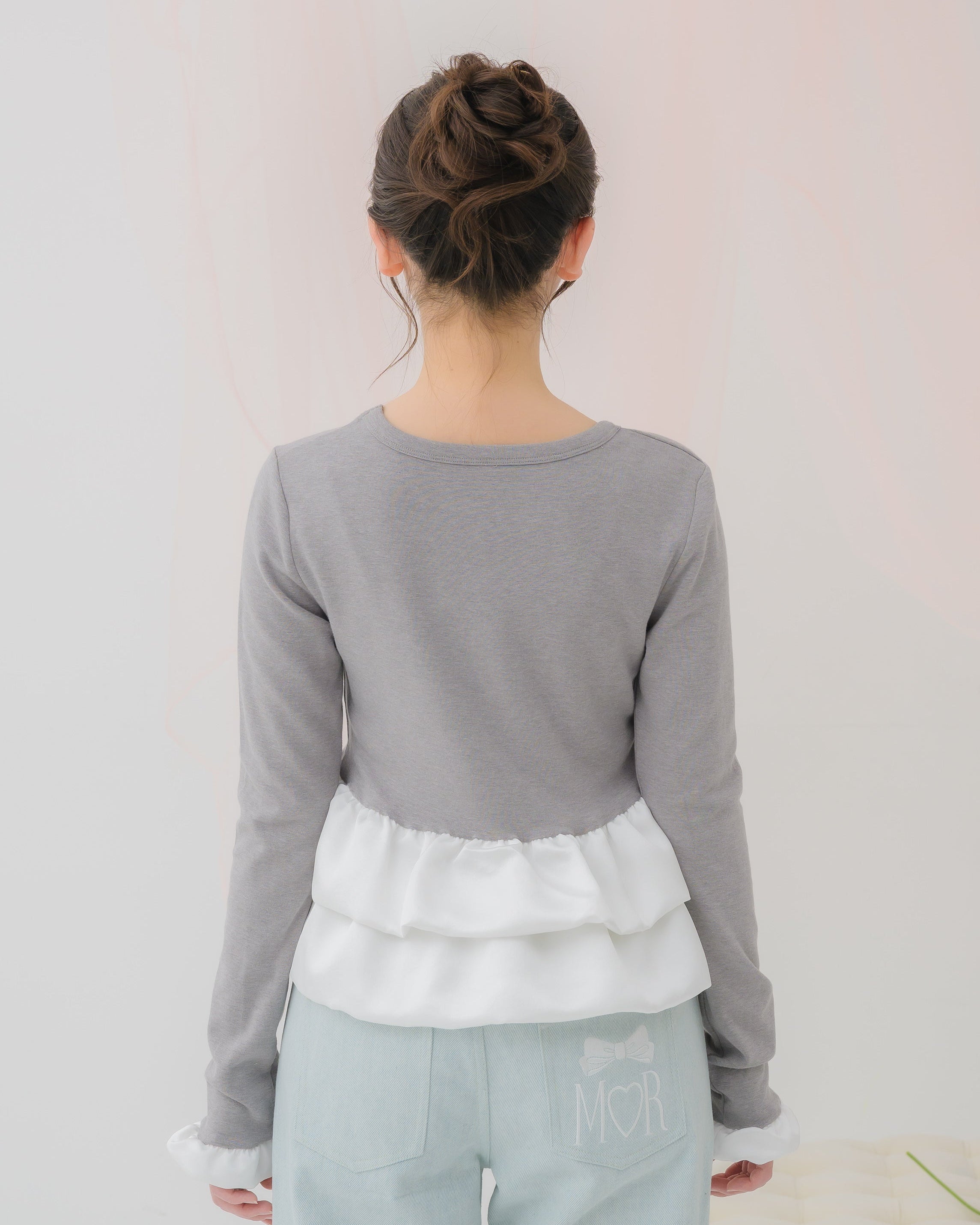 cream peplum long tshirt