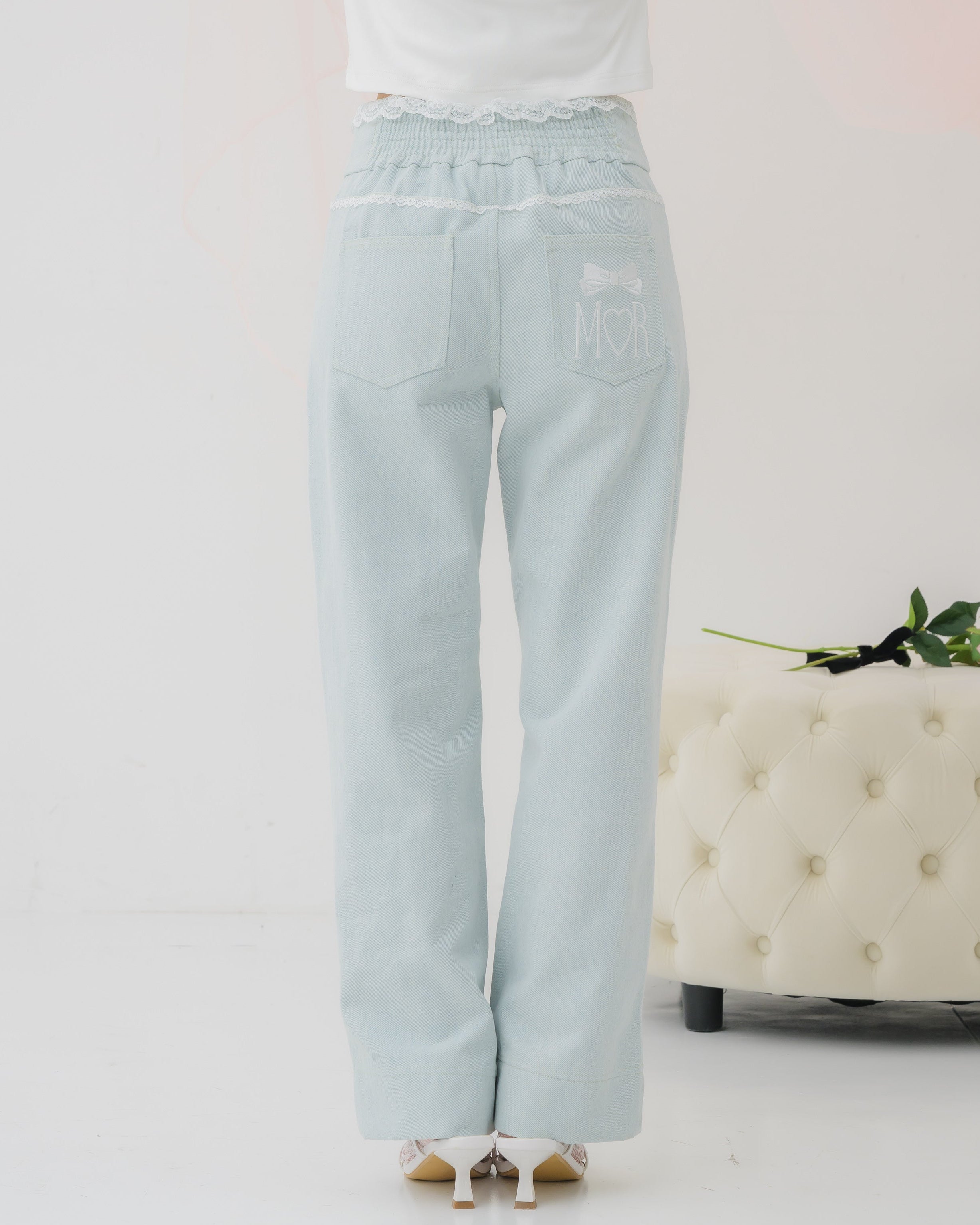 lace denim pants