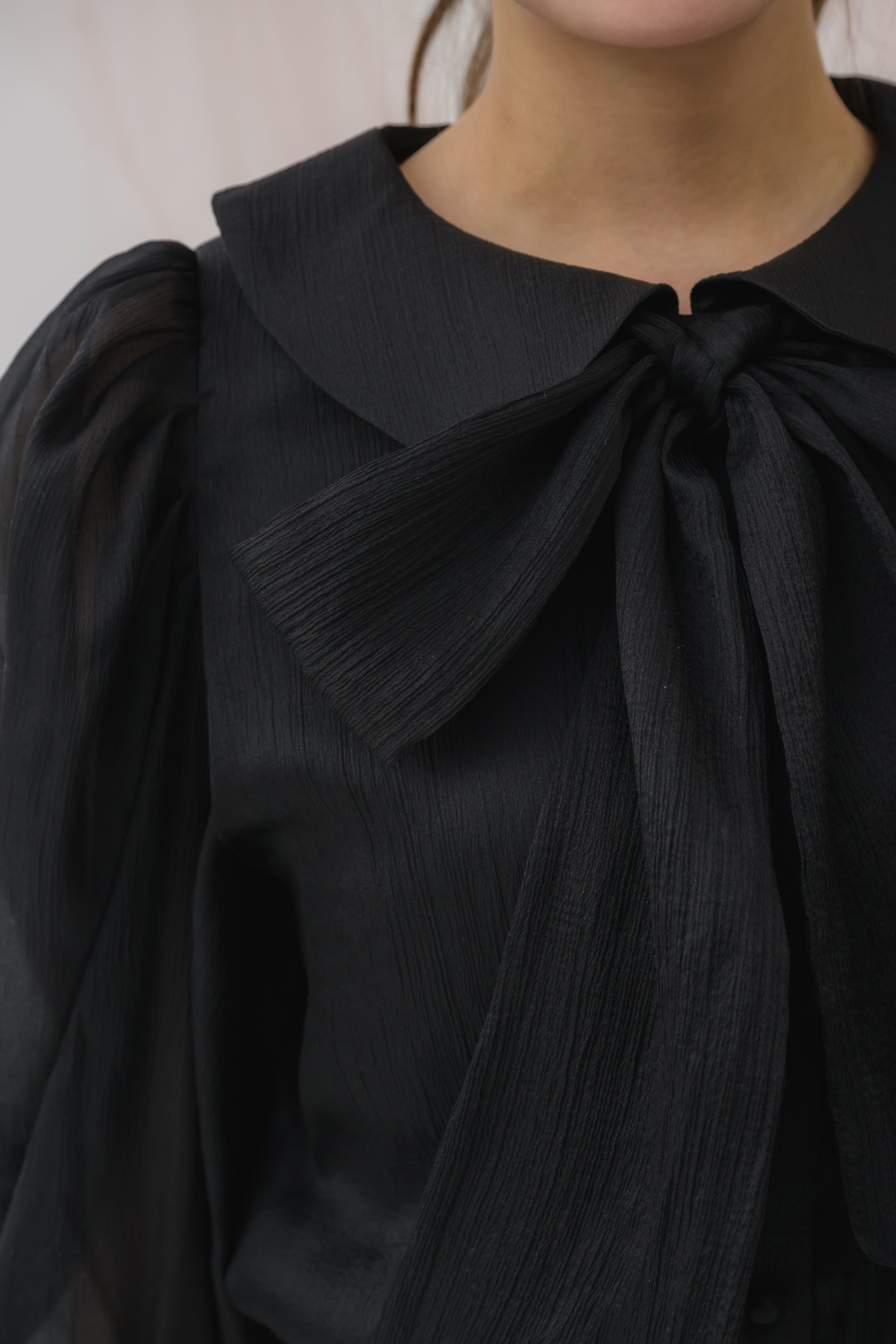 sheer chiffon ribbon blouse